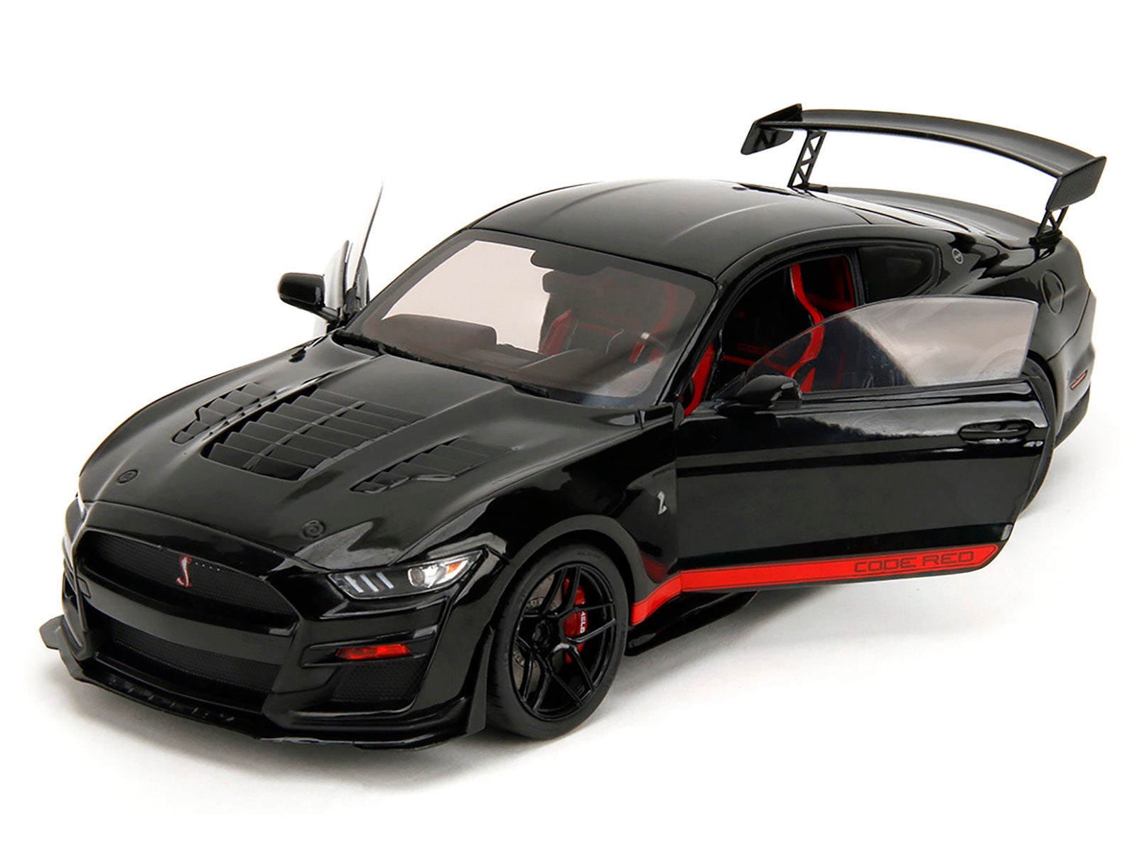 Shelby GT500 "Code Red" Black with Red Stripes "Pink Slips" Series 1/18 Diecast Model Car by Jada - image 2