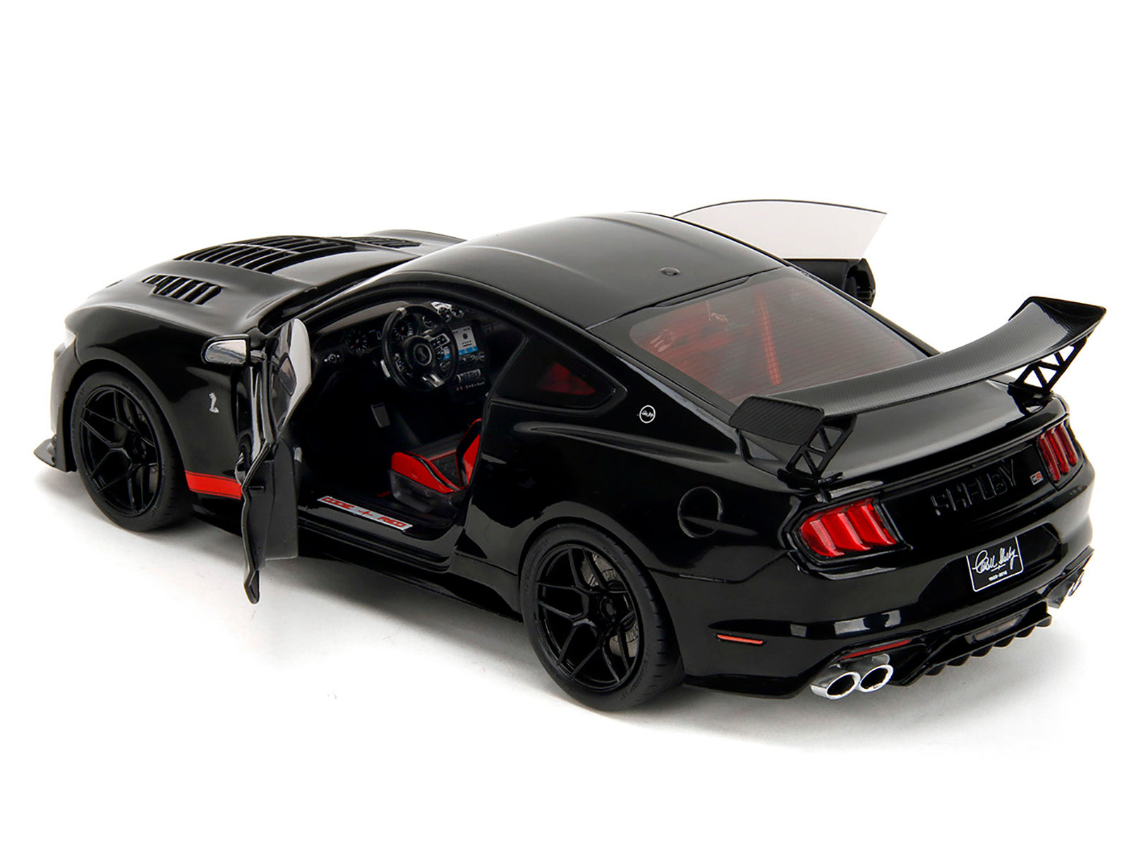 Shelby GT500 "Code Red" Black with Red Stripes "Pink Slips" Series 1/18 Diecast Model Car by Jada - image 4