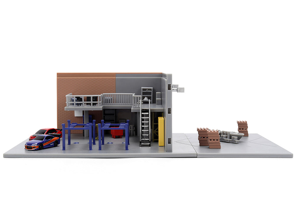 "Fast & Furious" Han's Garage Diorama with 2 Cars and Accessories "Nano Scene" Series 1/32 Model by Jada - image 3