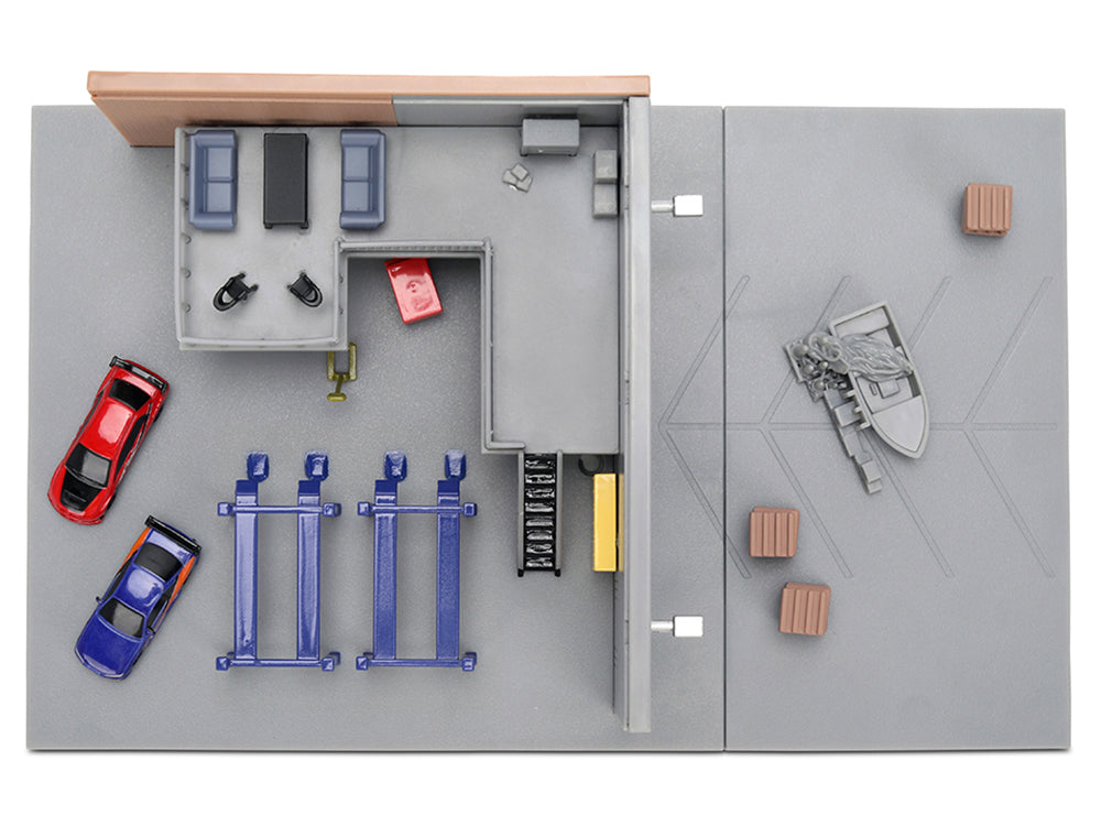 "Fast & Furious" Han's Garage Diorama with 2 Cars and Accessories "Nano Scene" Series 1/32 Model by Jada - image 5