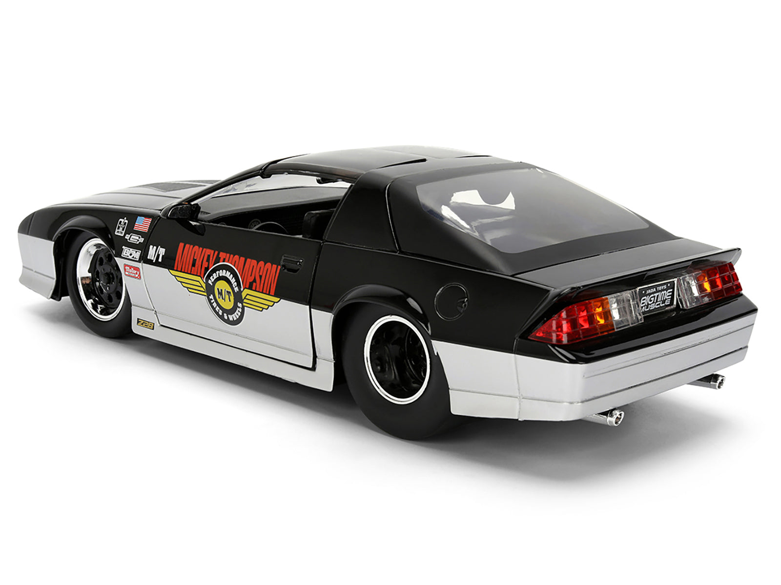 1985 Chevrolet Camaro Z28 "Mickey Thompson" Black and Silver Metallic "Bigtime Muscle" Series 1/24 Diecast Model Car by Jada - image 5