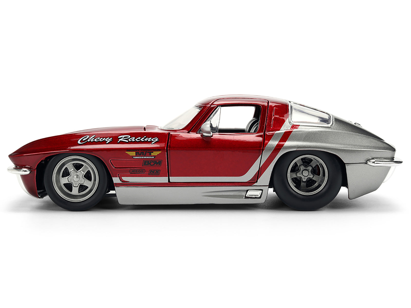 1963 Chevrolet Corvette Stingray "Chevy Racing" Red Metallic and Gray "Bigtime Muscle" Series 1/24 Diecast Model Car by Jada - image 3