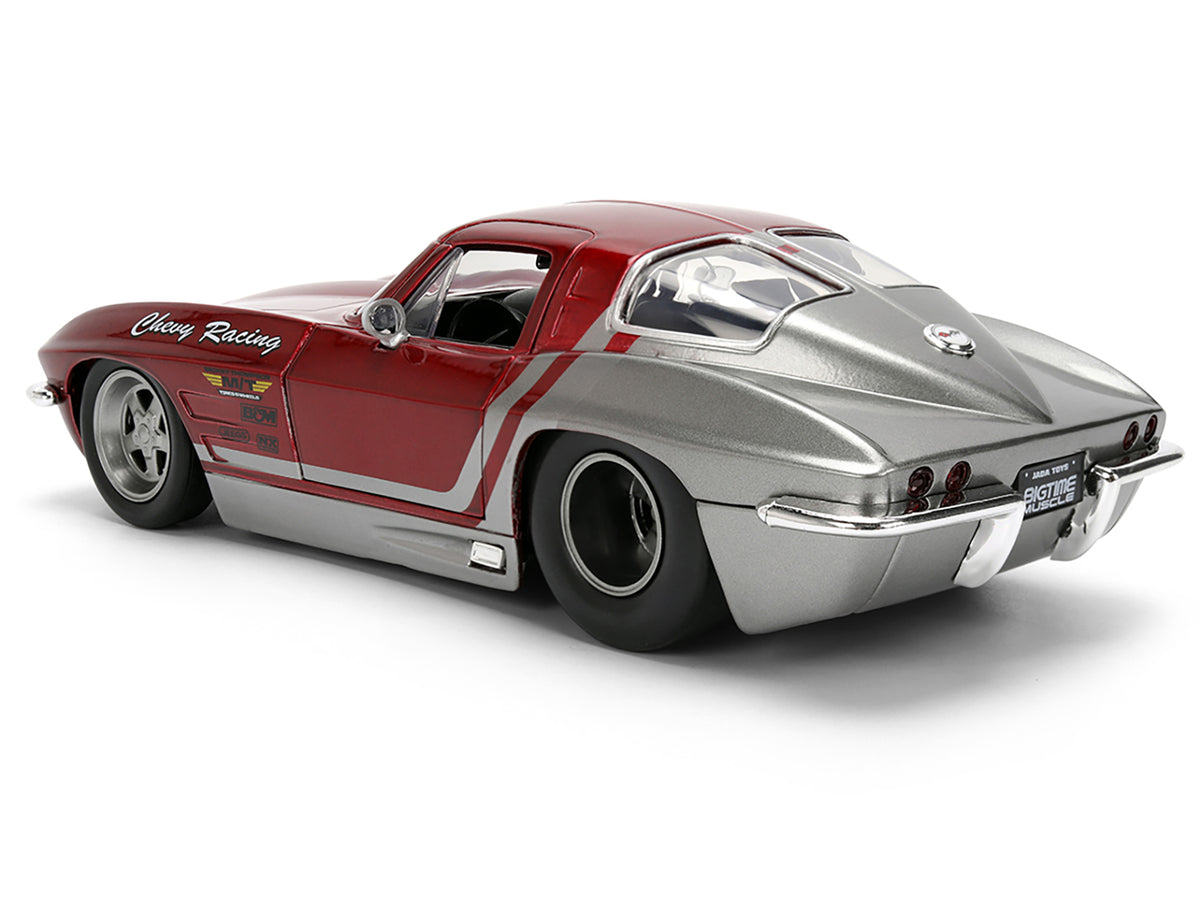 1963 Chevrolet Corvette Stingray "Chevy Racing" Red Metallic and Gray "Bigtime Muscle" Series 1/24 Diecast Model Car by Jada - image 5