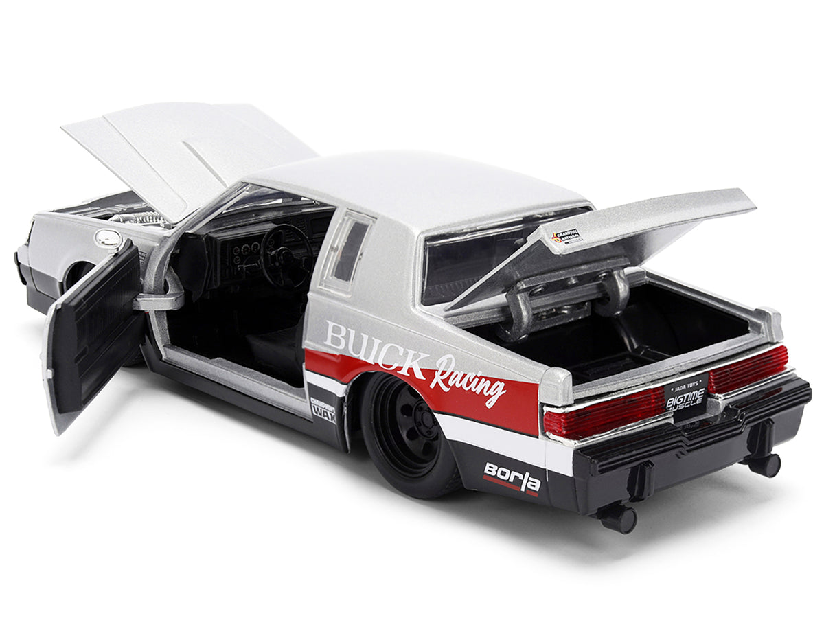 1987 Buick Grand National #7 "Buick Racing" Matt Silver Metallic with Red and Black Stripes "Bigtime Muscle" Series 1/24 Diecast Model by Jada - image 4