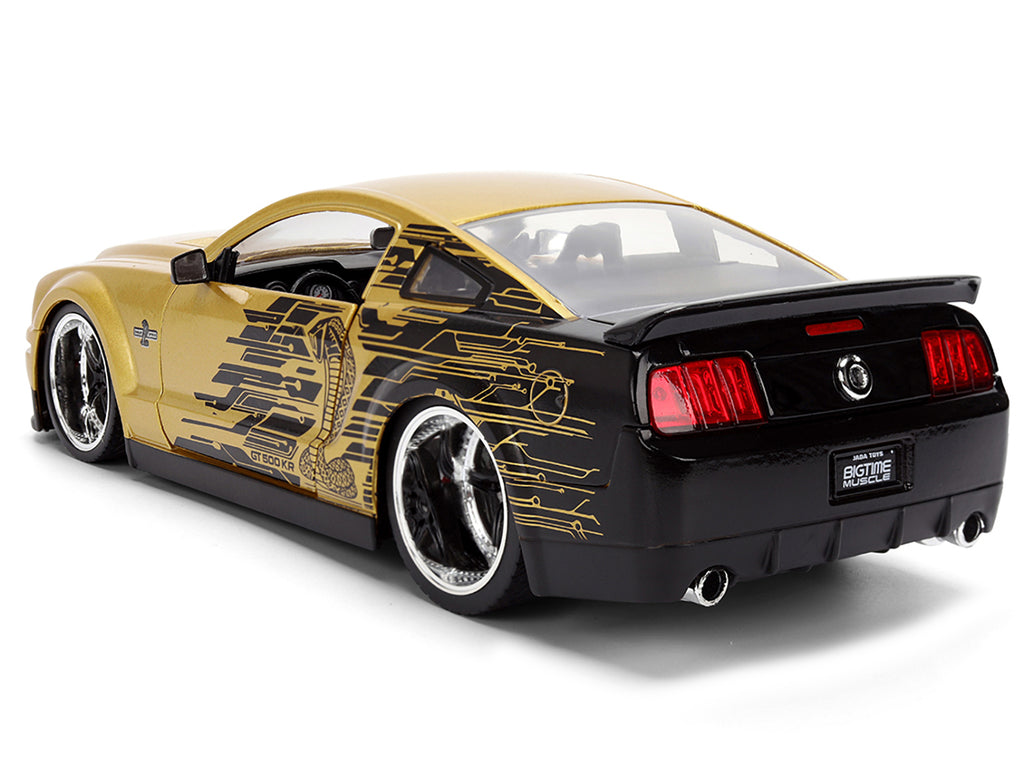 2008 Ford Shelby Mustang GT-500KR Gold Metallic and Black with Graphics "Bigtime Muscle" Series 1/24 Diecast Model Car by Jada - image 5