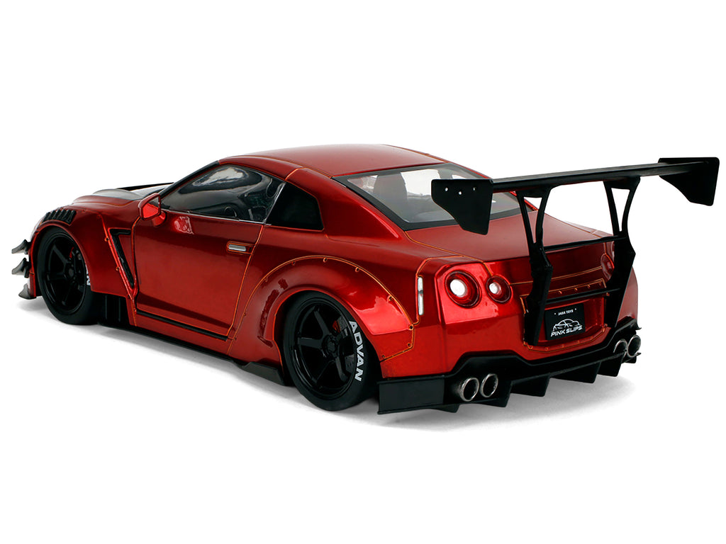 Nissan GT-R (R35) Liberty Walk Body Kit 2.0 RHD (Right Hand Drive) Red Metallic with Carbon Hood "Pink Slips" Series 1/18 Diecast Model Car by Jada - image 5