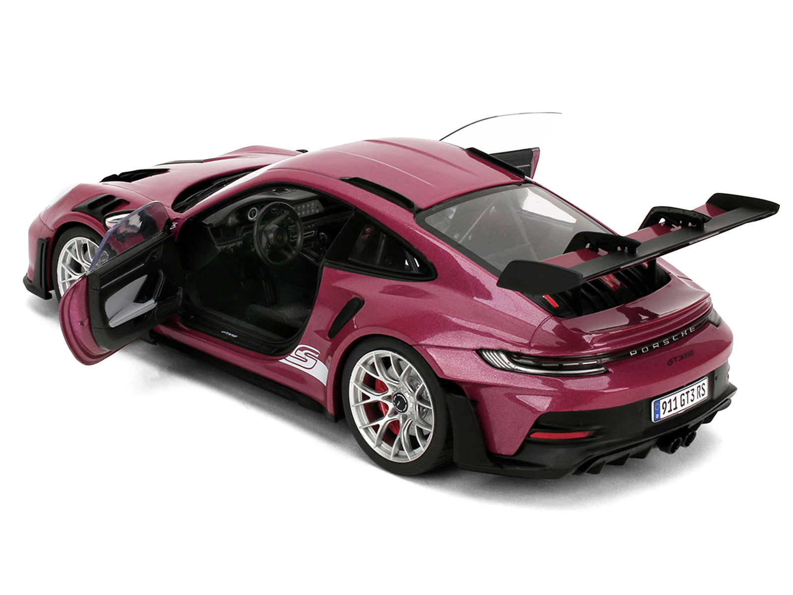 Porsche 911 GT3 RS Red Violet Metallic with White Stripes "Pink Slips" Series 1/18 Diecast Model Car by Jada - image 4