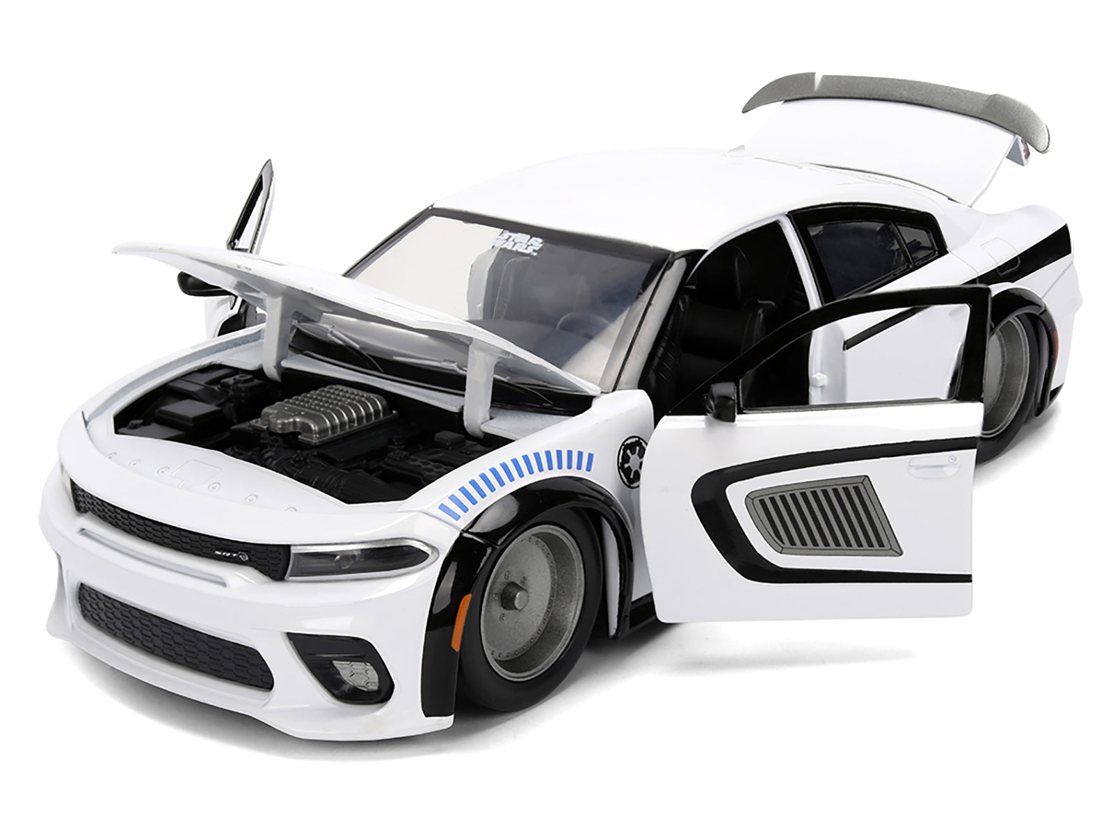 2021 Dodge Charger SRT Hellcat White with Graphics and Stormtrooper Figure "Star Wars" Franchise "Hollywood Rides" Series 1/24 Diecast Model Car by Jada - image 2
