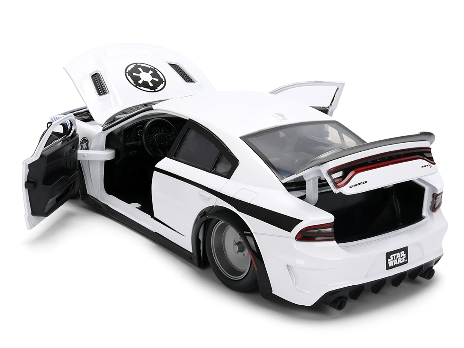 2021 Dodge Charger SRT Hellcat White with Graphics and Stormtrooper Figure "Star Wars" Franchise "Hollywood Rides" Series 1/24 Diecast Model Car by Jada - image 3