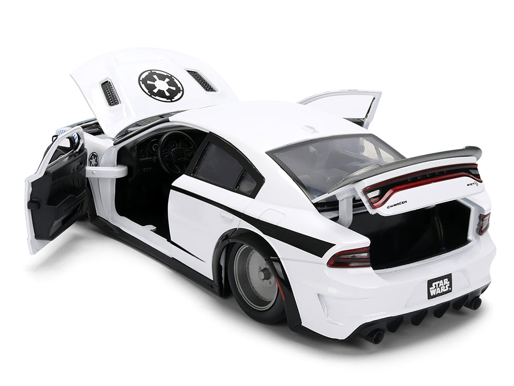 2021 Dodge Charger SRT Hellcat White with Graphics and Stormtrooper Figure "Star Wars" Franchise "Hollywood Rides" Series 1/24 Diecast Model Car by Jada - image 3