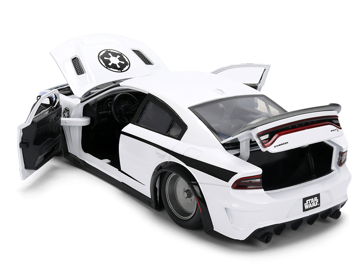 2021 Dodge Charger SRT Hellcat White with Graphics and Stormtrooper Figure "Star Wars" Franchise "Hollywood Rides" Series 1/24 Diecast Model Car by Jada - image 3
