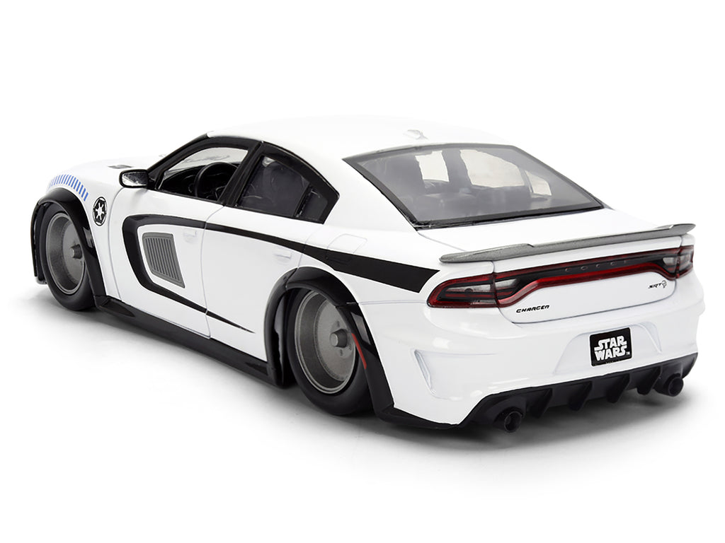 2021 Dodge Charger SRT Hellcat White with Graphics and Stormtrooper Figure "Star Wars" Franchise "Hollywood Rides" Series 1/24 Diecast Model Car by Jada - image 4