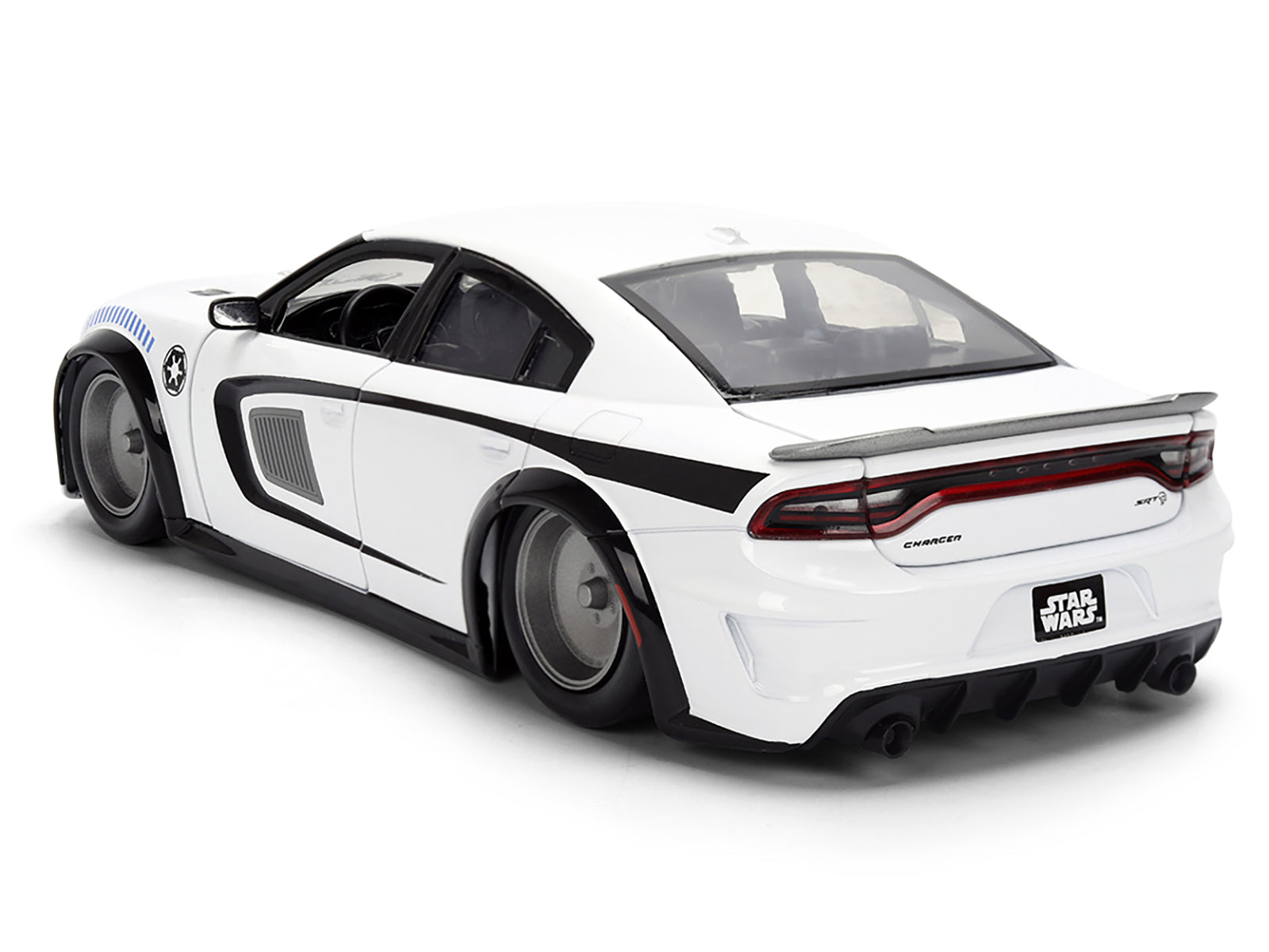 2021 Dodge Charger SRT Hellcat White with Graphics and Stormtrooper Figure "Star Wars" Franchise "Hollywood Rides" Series 1/24 Diecast Model Car by Jada - image 4
