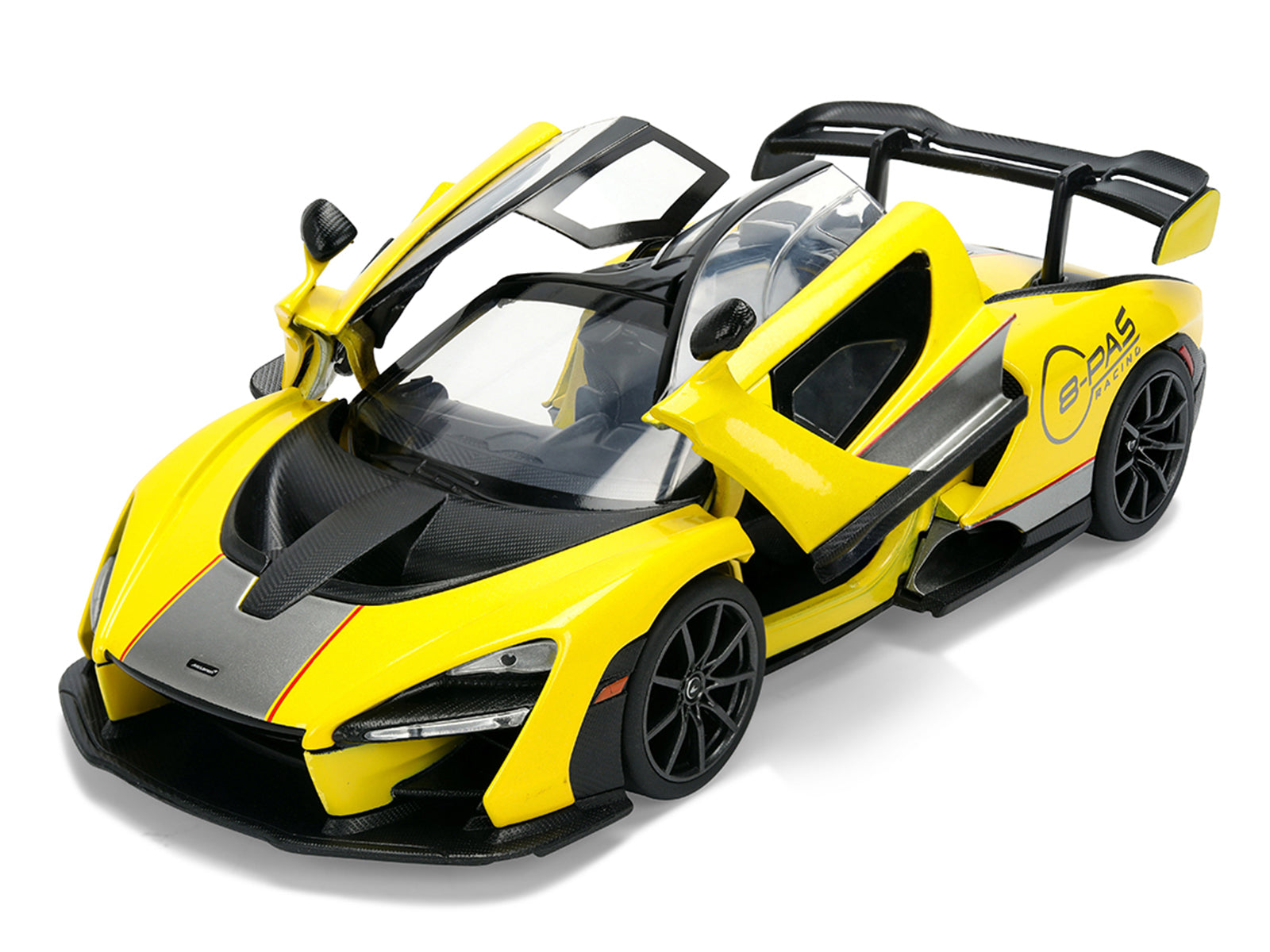 McLaren Senna "8-PAS Racing" Yellow Metallic with Black Top "Hyper-Spec" Series 1/24 Diecast Model Car by Jada - image 2