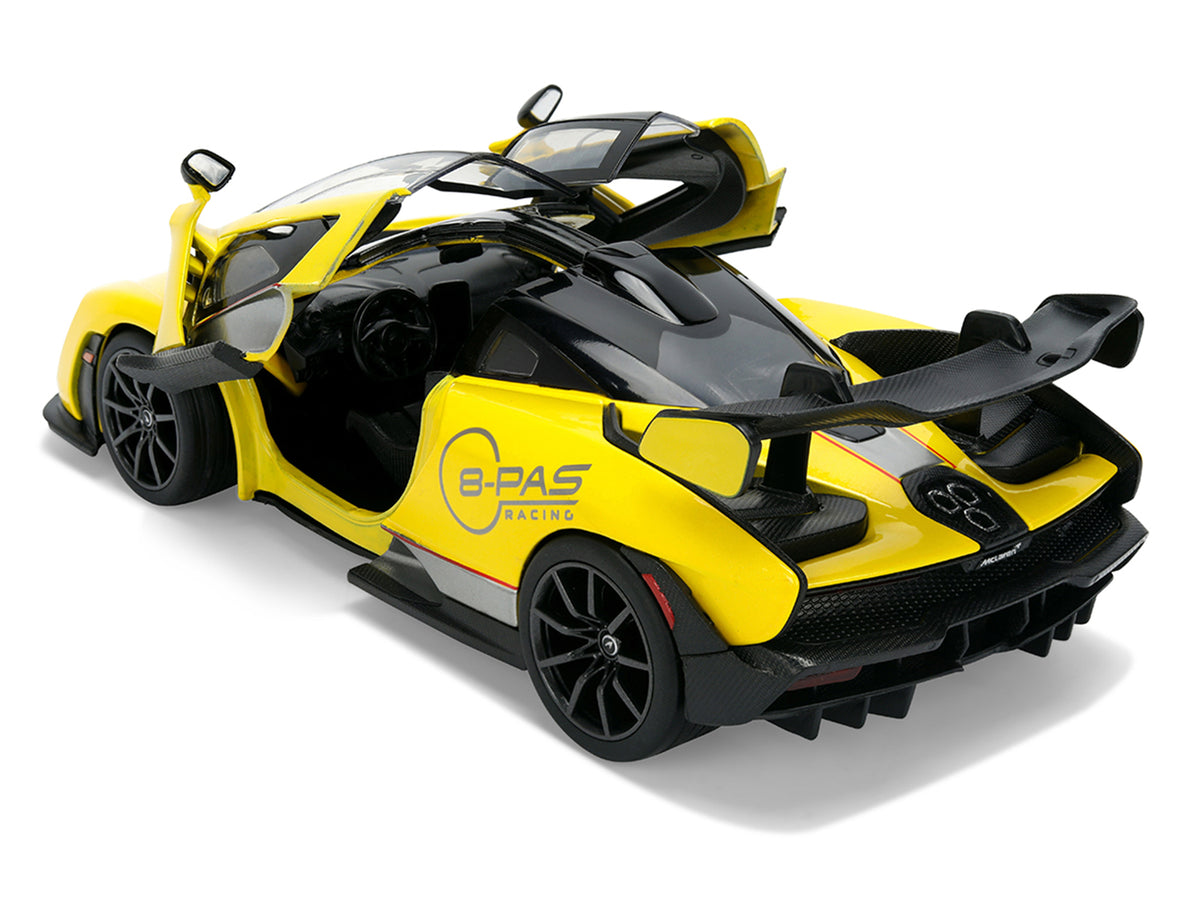 McLaren Senna "8-PAS Racing" Yellow Metallic with Black Top "Hyper-Spec" Series 1/24 Diecast Model Car by Jada - image 4