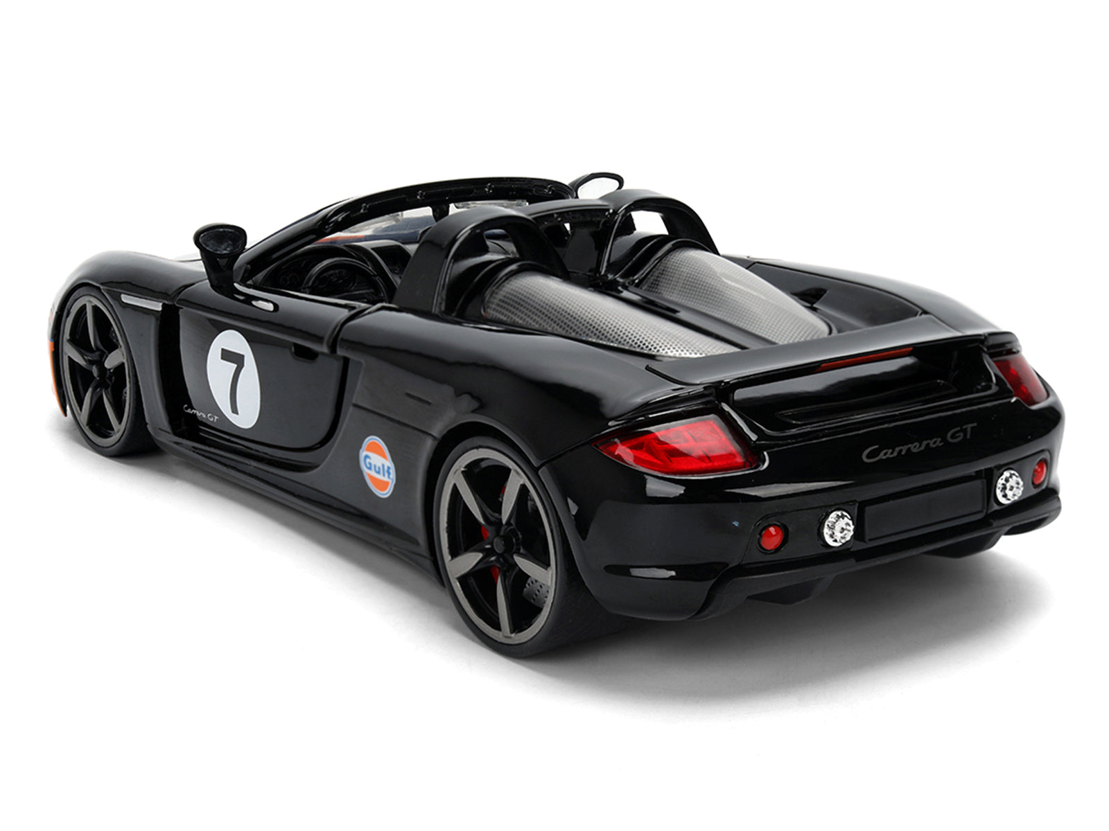 Porsche Carrera GT Convertible #7 "Gulf Oil" Black with Orange Graphics "Hyper-Spec" Series 1/24 Diecast Model Car by Jada - image 5