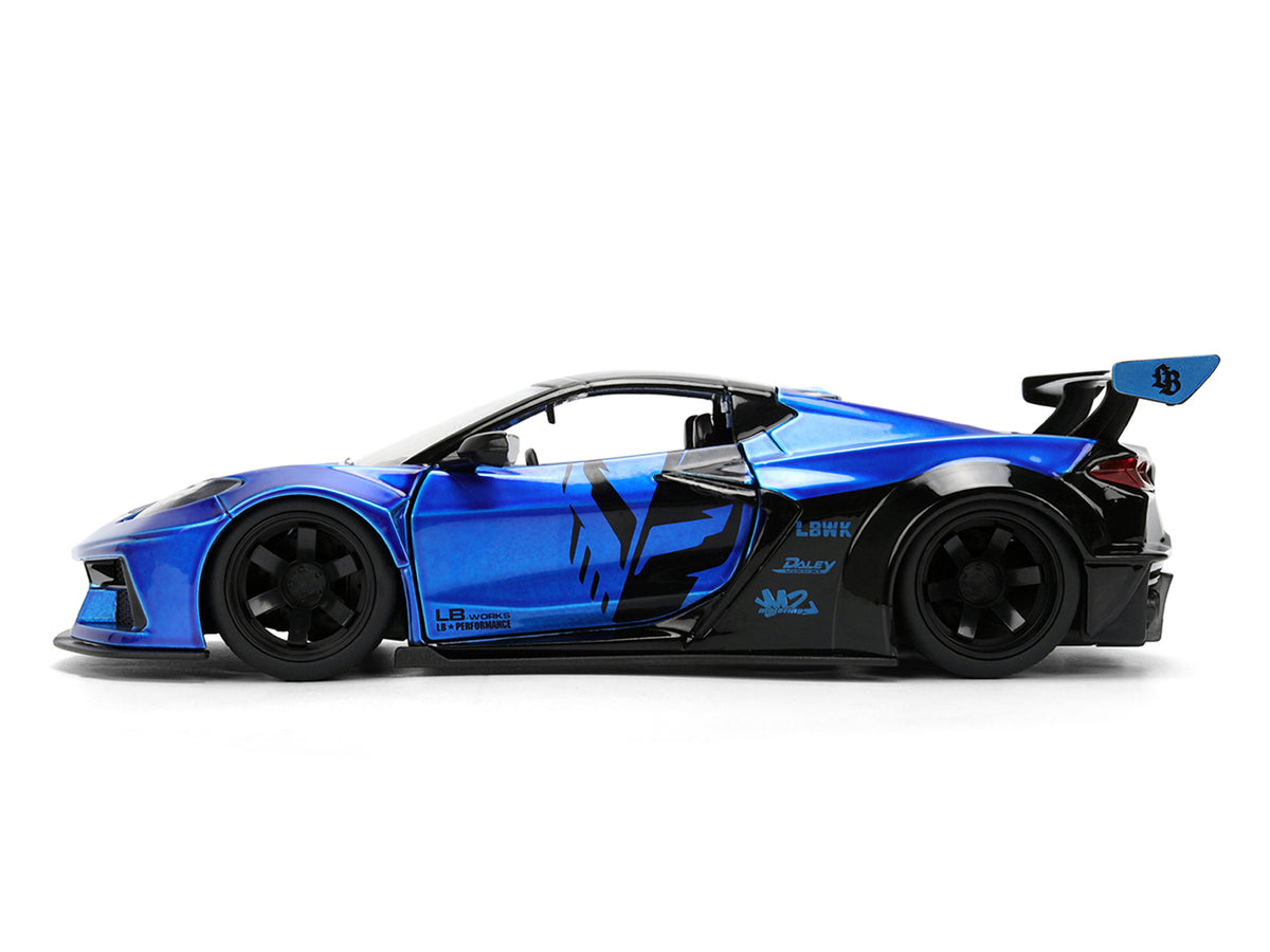 Chevrolet Corvette C8 "Liberty Walk" Candy Blue and Black "Hyper-Spec" Series 1/24 Diecast Model Car by Jada - image 3