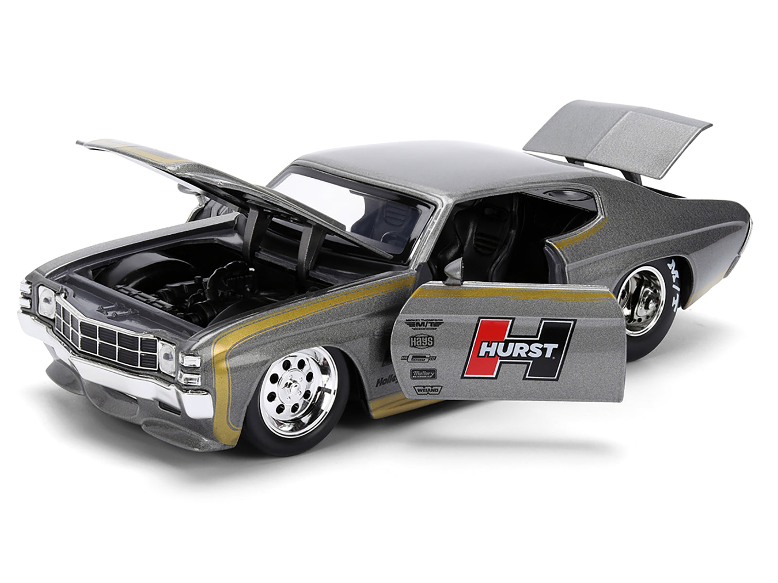 1971 Chevrolet Chevelle SS "Hurst" Gray Metallic with Gold Stripes "Bigtime Muscle" Series 1/24 Diecast Model Car by Jada - image 2