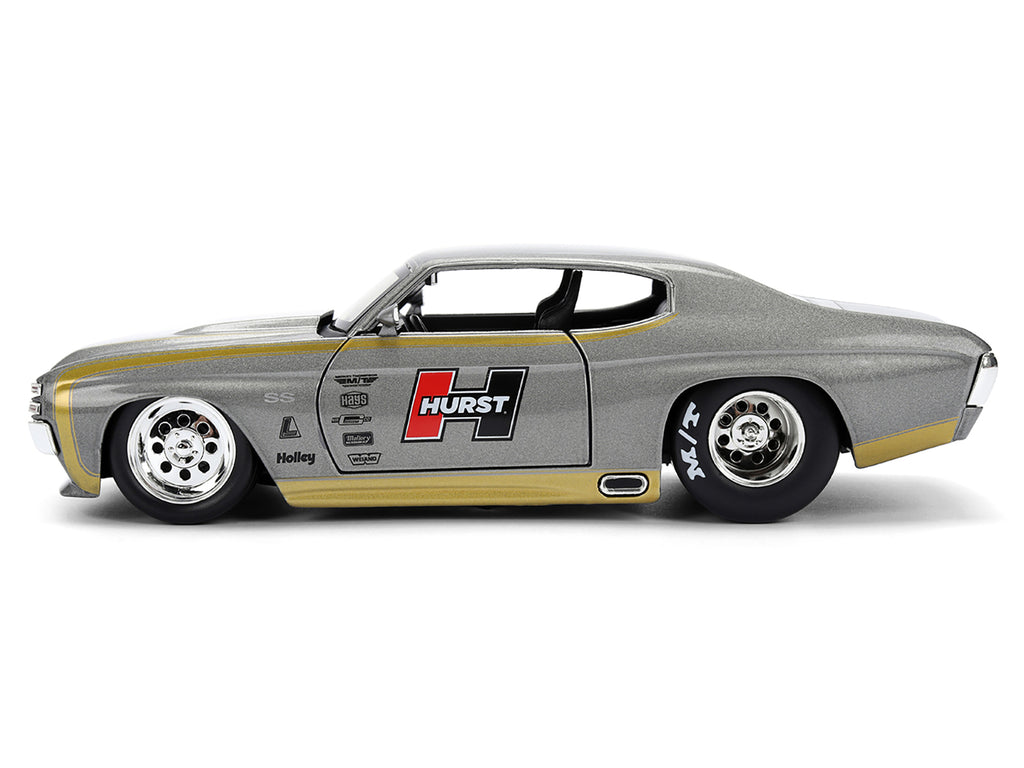 1971 Chevrolet Chevelle SS "Hurst" Gray Metallic with Gold Stripes "Bigtime Muscle" Series 1/24 Diecast Model Car by Jada - image 3