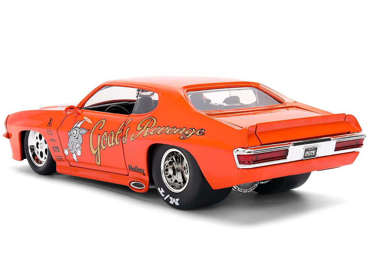 1971 Pontiac GTO "Goat's Revenge" Orange with Graphics "Bigtime Muscle" Series 1/24 Diecast Model Car by Jada - image 5