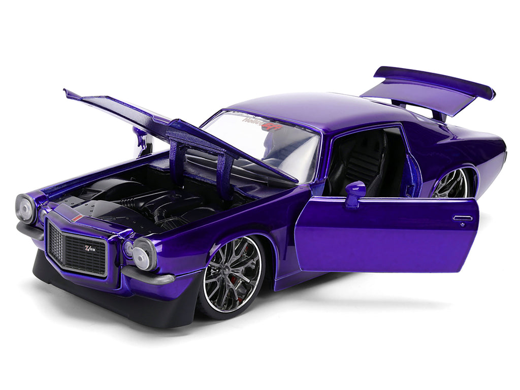 1971 Chevrolet Camaro Z/28 Purple Metallic with Black Hood "Bigtime Muscle" Series 1/24 Diecast Model Car by Jada - image 2