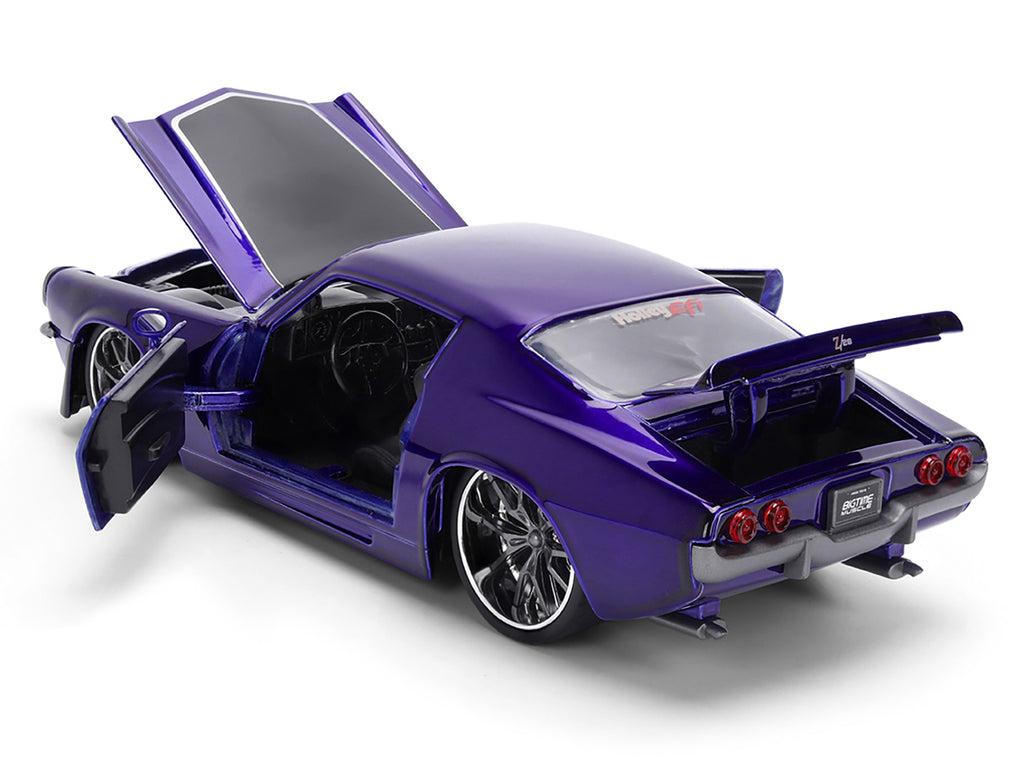 1971 Chevrolet Camaro Z/28 Purple Metallic with Black Hood "Bigtime Muscle" Series 1/24 Diecast Model Car by Jada - image 4
