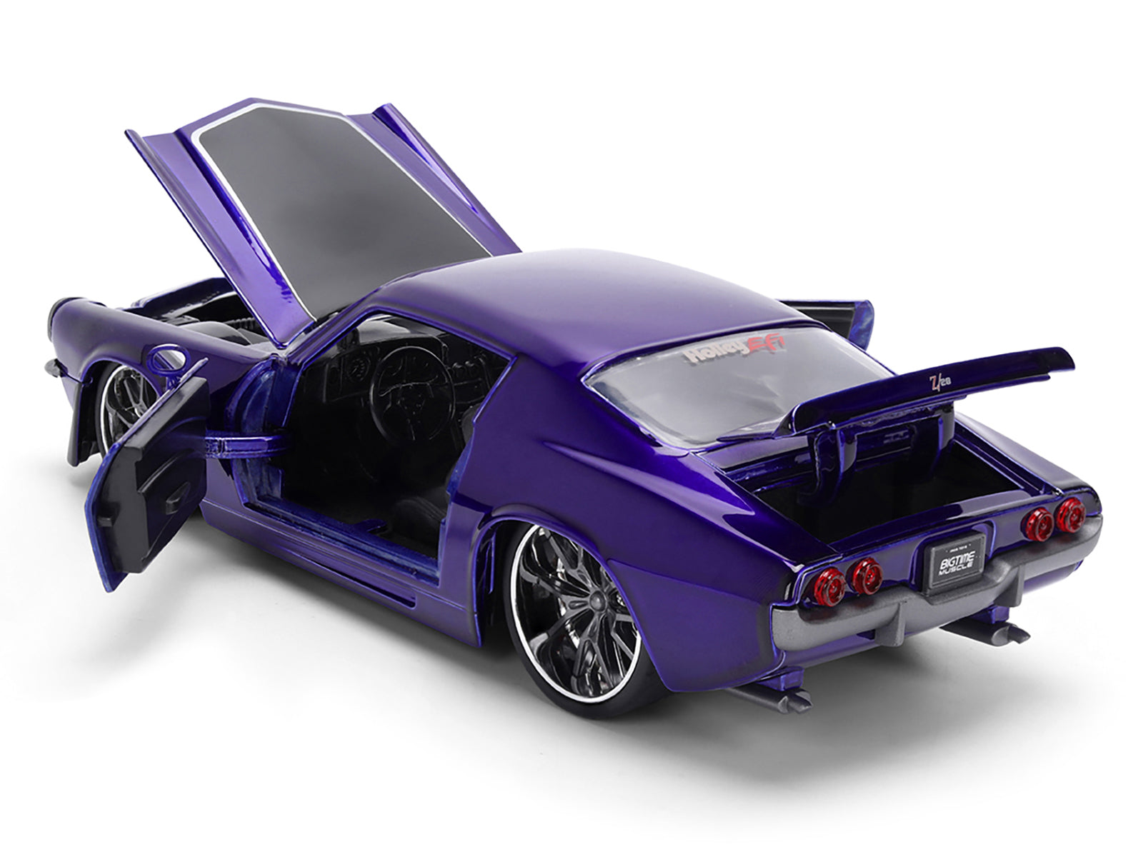 1971 Chevrolet Camaro Z/28 Purple Metallic with Black Hood "Bigtime Muscle" Series 1/24 Diecast Model Car by Jada - image 4