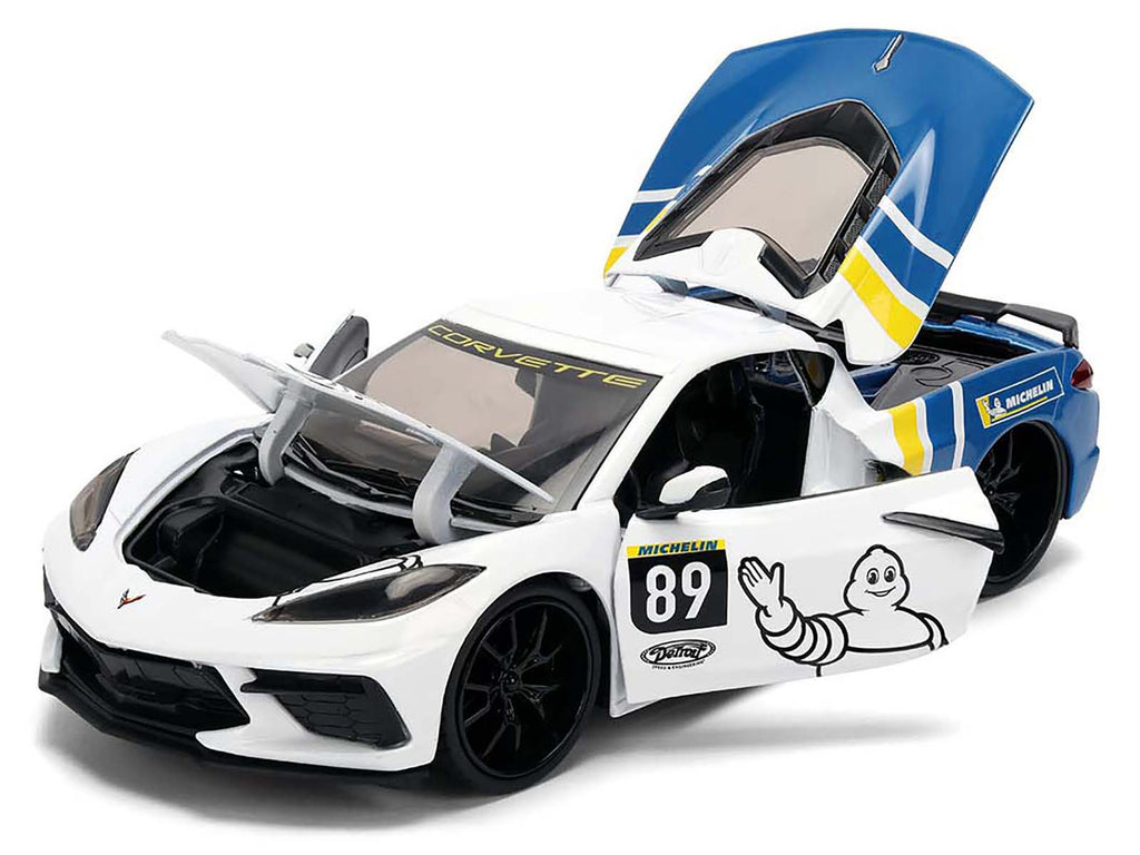2020 Chevrolet Corvette Stingray C8 #89 "Michelin" White with Yellow and Blue Stripes "Bigtime Muscle" Series 1/24 Diecast Model Car by Jada - image 2
