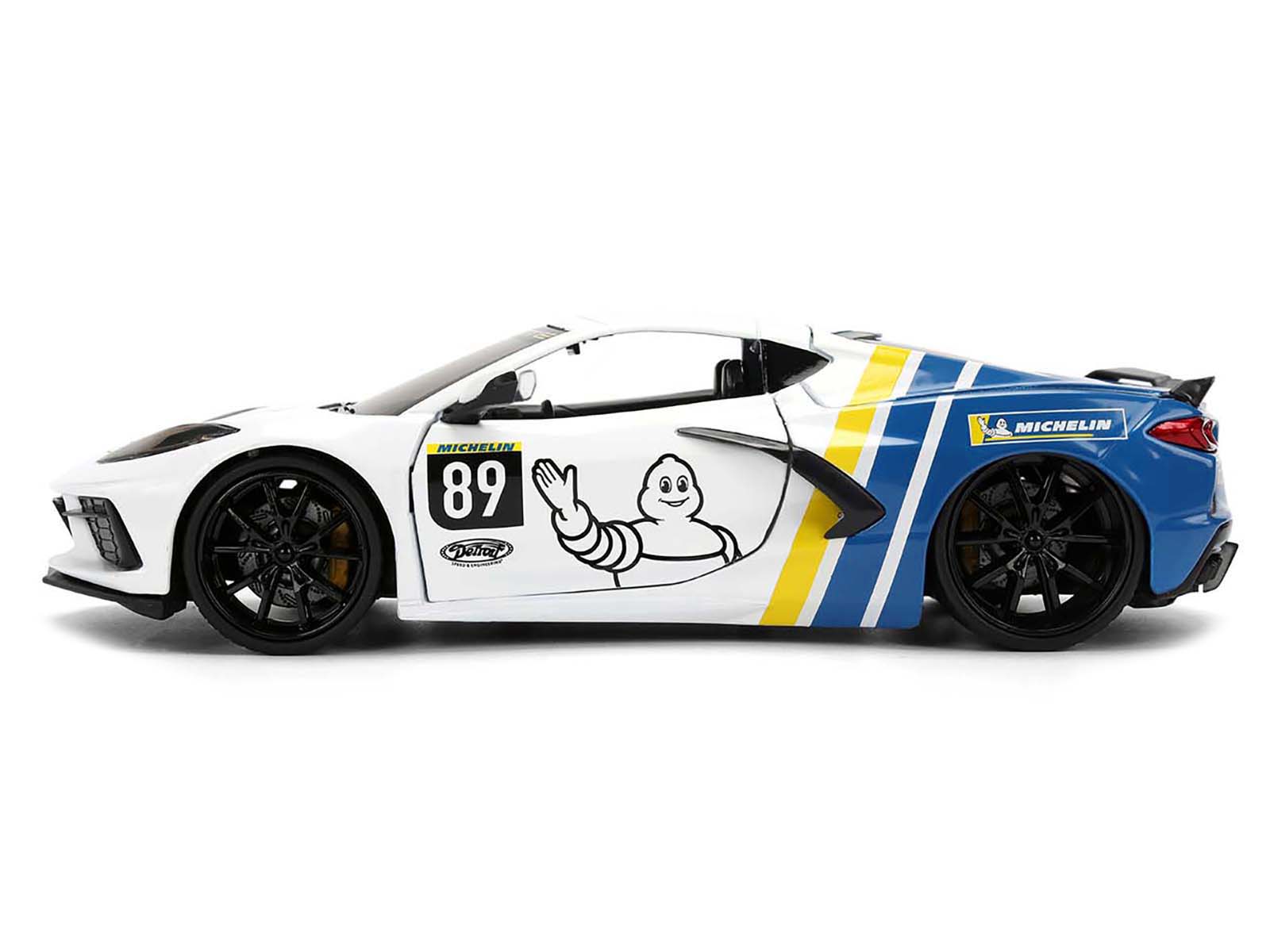 2020 Chevrolet Corvette Stingray C8 #89 "Michelin" White with Yellow and Blue Stripes "Bigtime Muscle" Series 1/24 Diecast Model Car by Jada - image 3