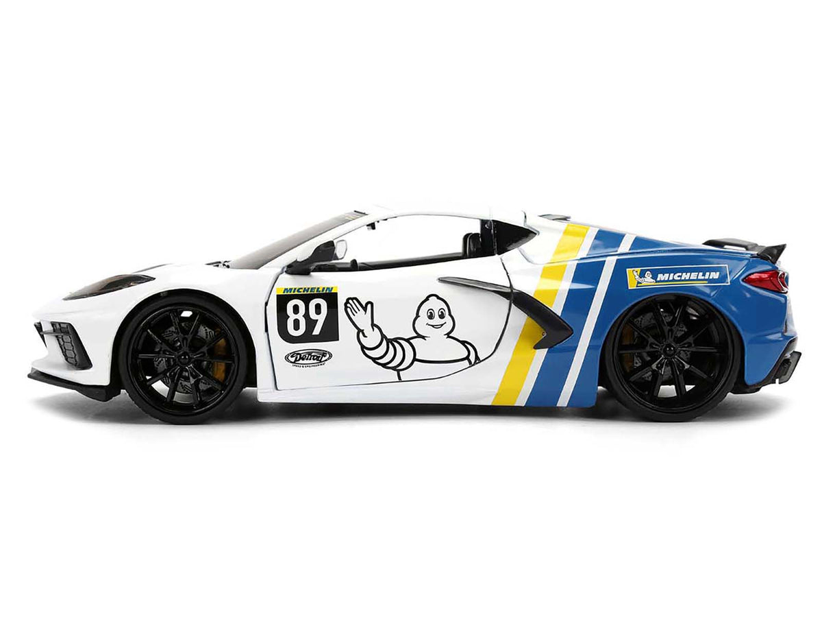 2020 Chevrolet Corvette Stingray C8 #89 "Michelin" White with Yellow and Blue Stripes "Bigtime Muscle" Series 1/24 Diecast Model Car by Jada - image 3