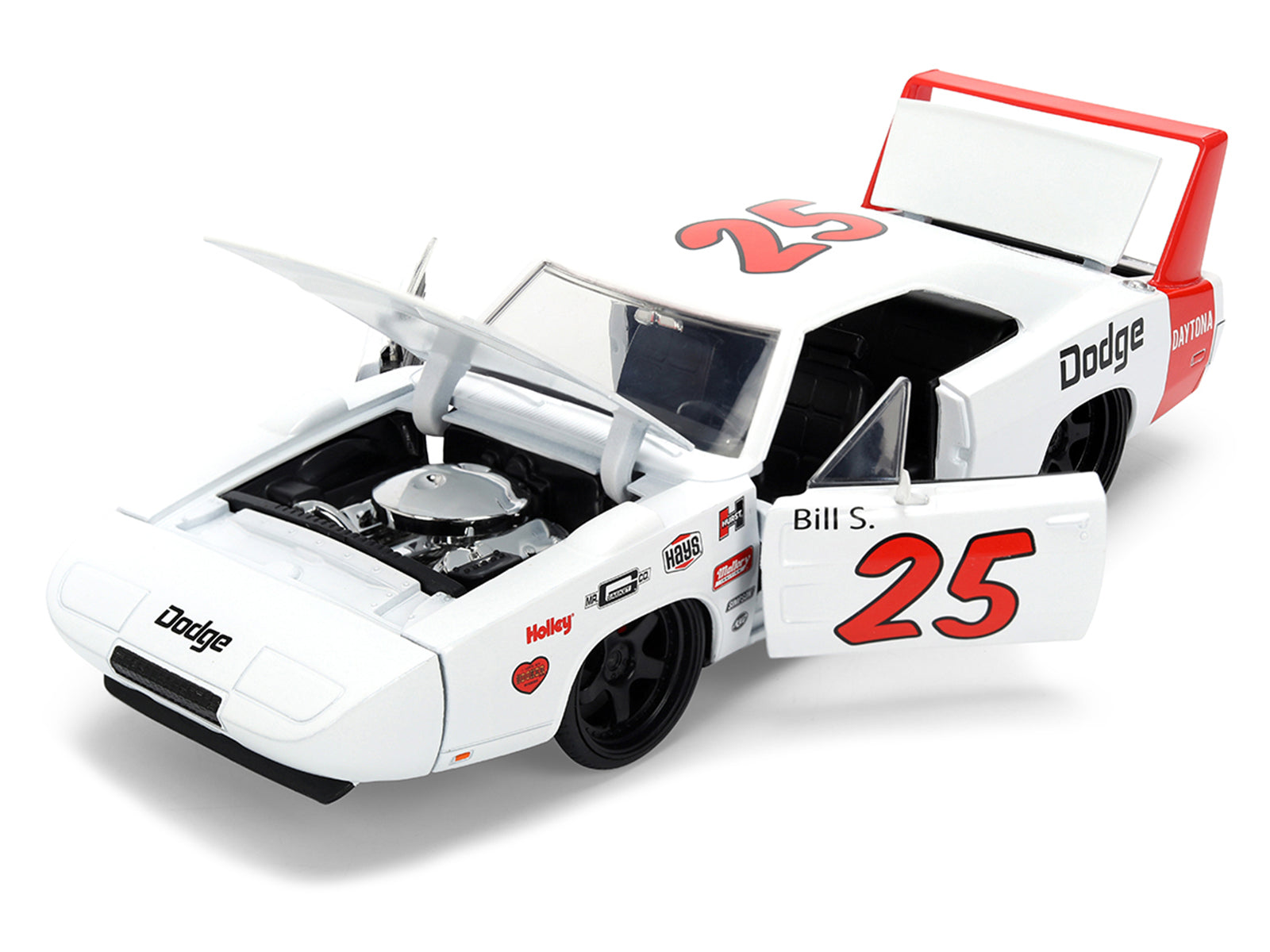 1969 Dodge Charger Daytona #25 White with Red Stripes "Bigtime Muscle" Series 1/24 Diecast Model Car by Jada - image 2