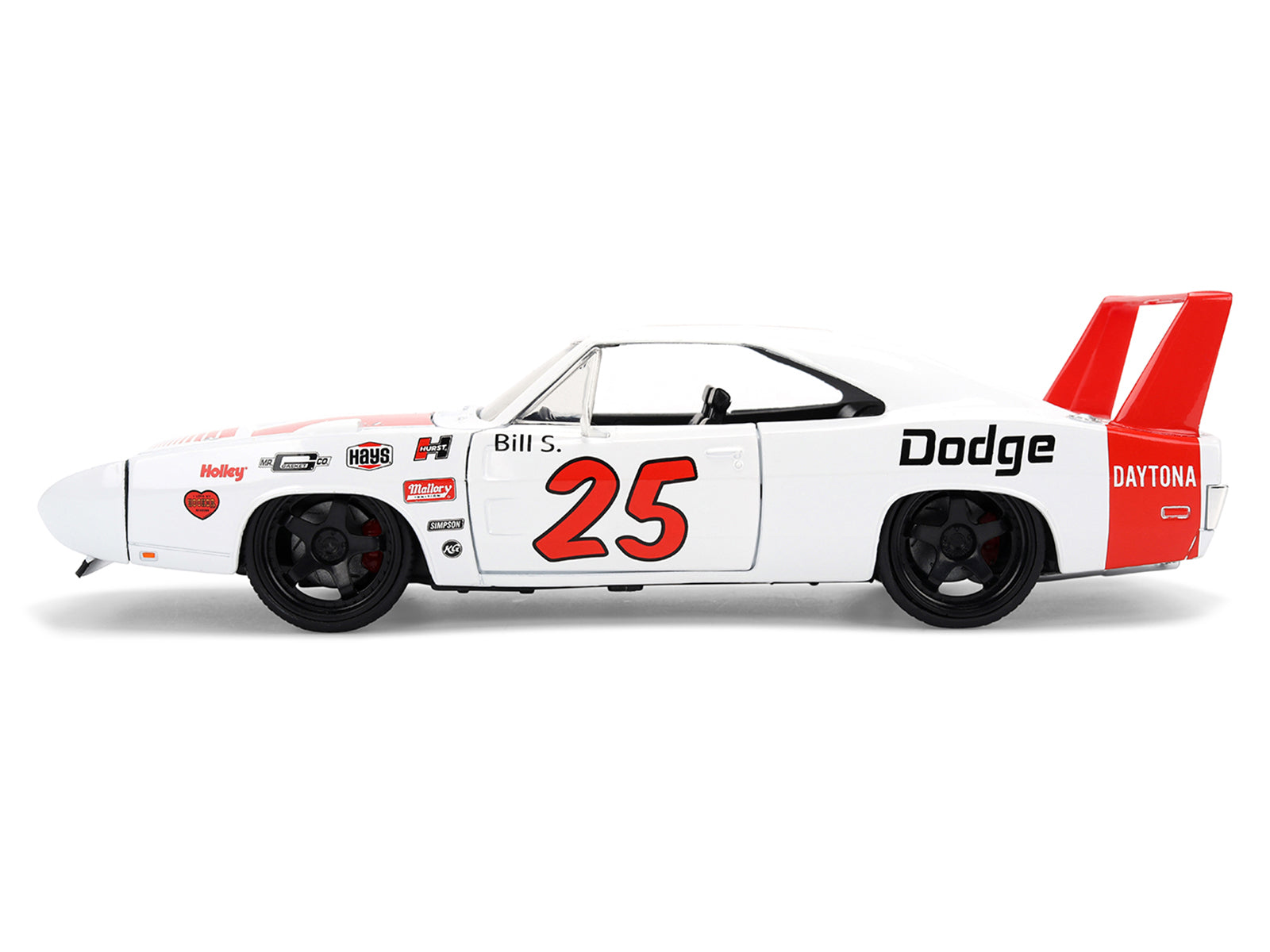 1969 Dodge Charger Daytona #25 White with Red Stripes "Bigtime Muscle" Series 1/24 Diecast Model Car by Jada - image 3