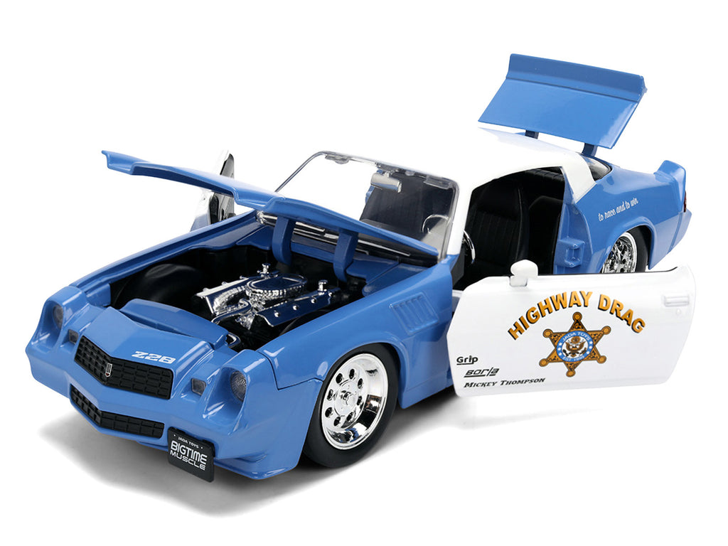 1979 Chevrolet Camaro Z28 Police "Highway Drag" Blue and White "Bigtime Muscle" Series 1/24 Diecast Model Car by Jada - image 2