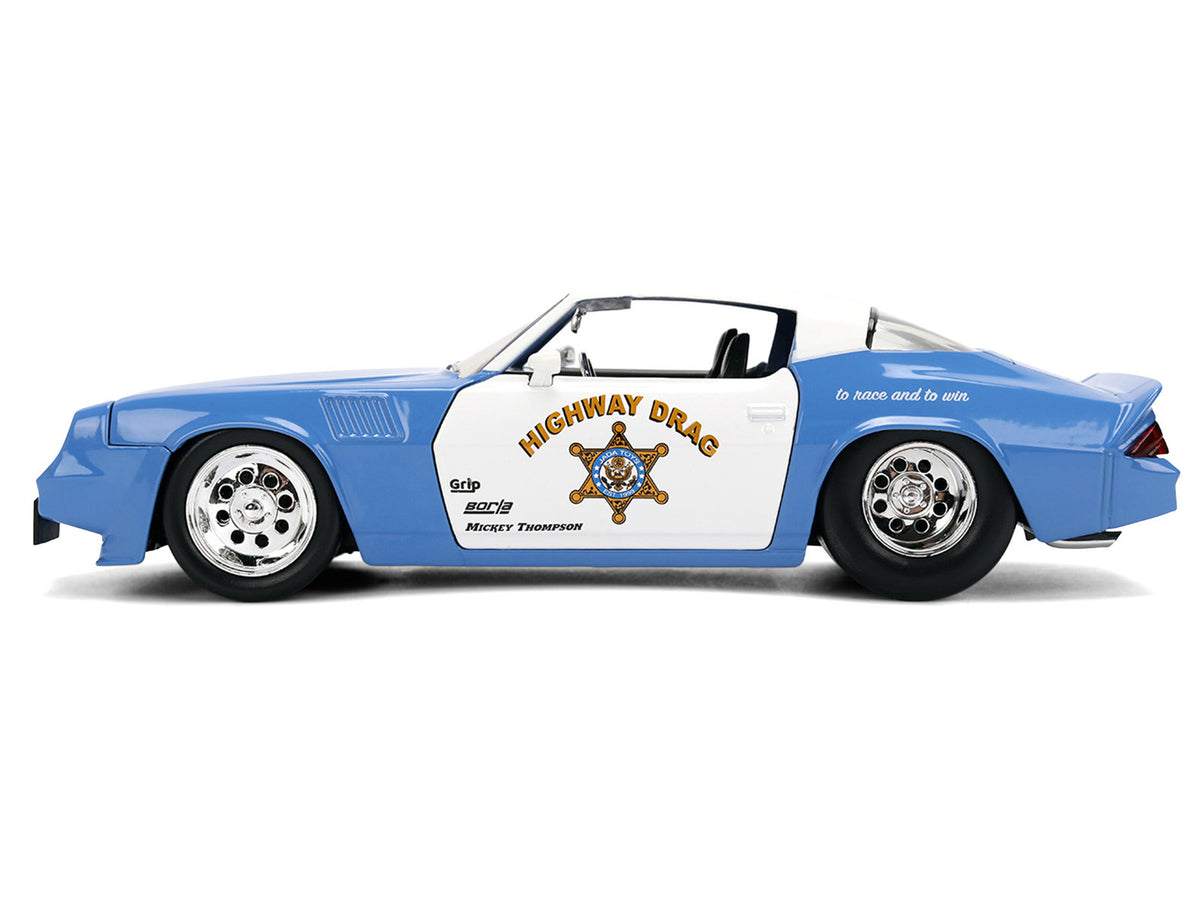 1979 Chevrolet Camaro Z28 Police "Highway Drag" Blue and White "Bigtime Muscle" Series 1/24 Diecast Model Car by Jada - image 3