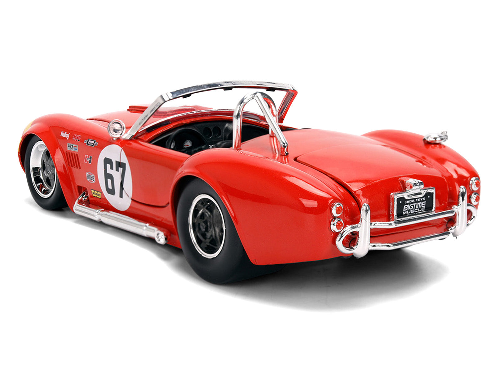 1965 Shelby Cobra 427 S/C #67 Red with Yellow Stripe "Bigtime Muscle" Series 1/24 Diecast Model Car by Jada - image 5
