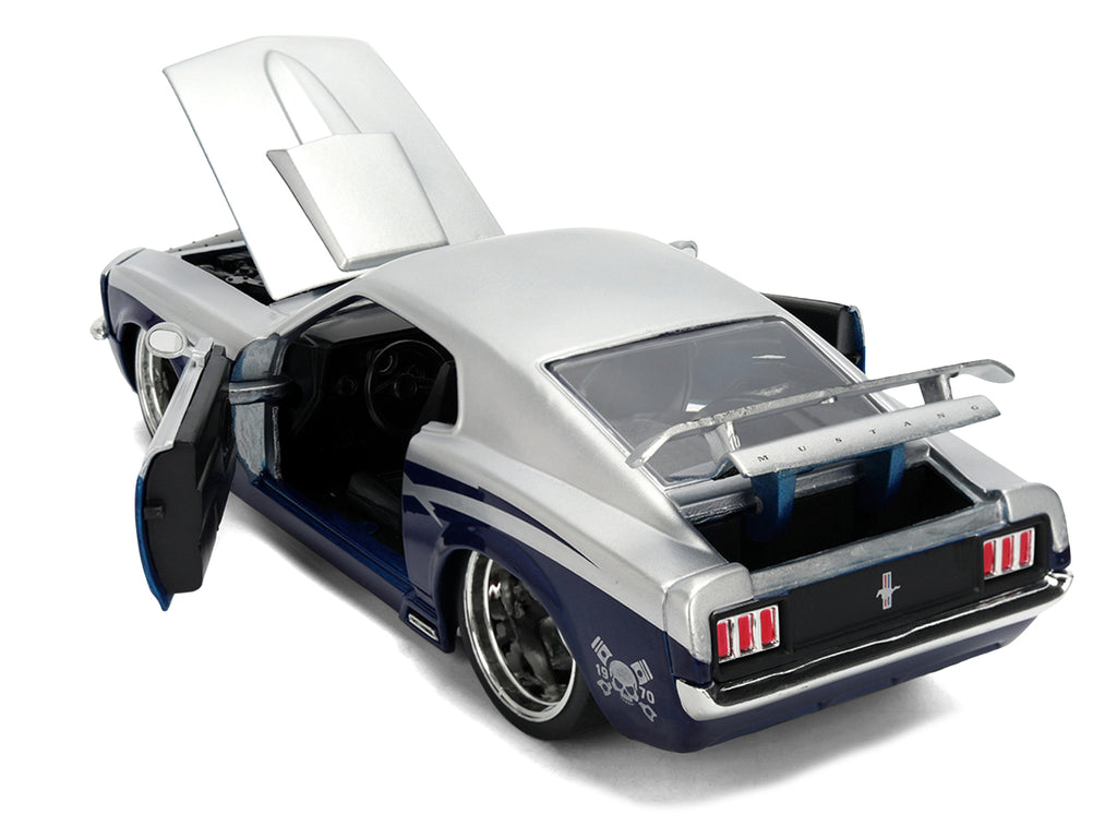 1970 Ford Mustang Boss 429 "Iron Stallion Speed Shop" Silver and Dark Blue Metallic "Bigtime Muscle" Series 1/24 Diecast Model Car by Jada - image 4