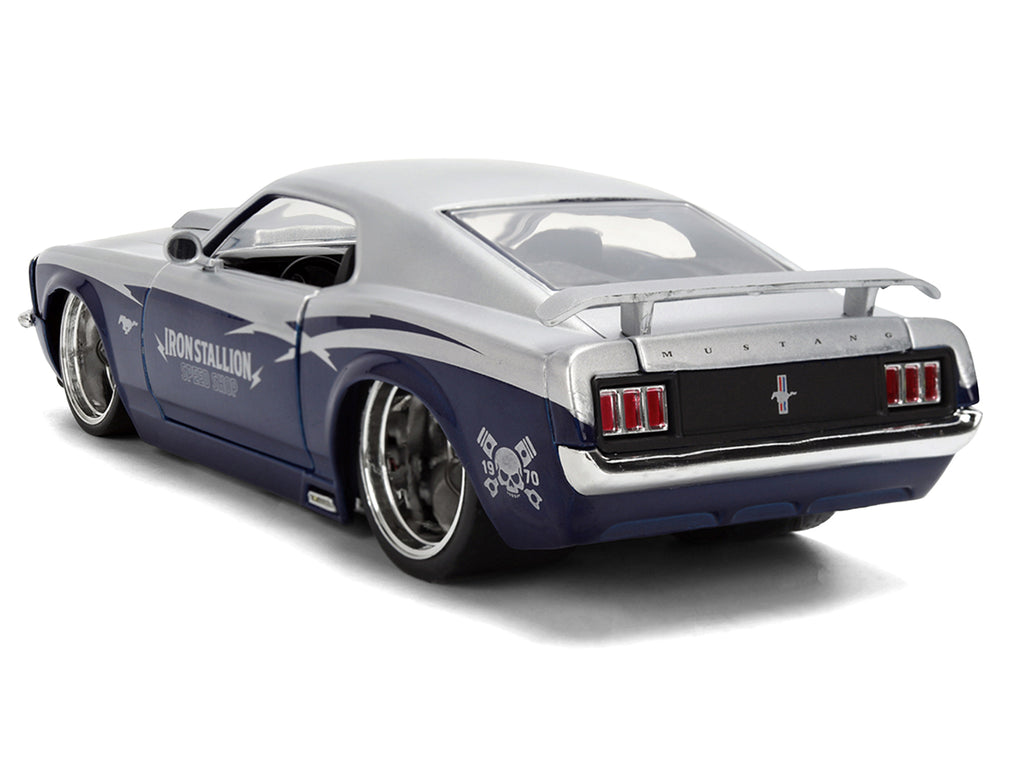 1970 Ford Mustang Boss 429 "Iron Stallion Speed Shop" Silver and Dark Blue Metallic "Bigtime Muscle" Series 1/24 Diecast Model Car by Jada - image 5
