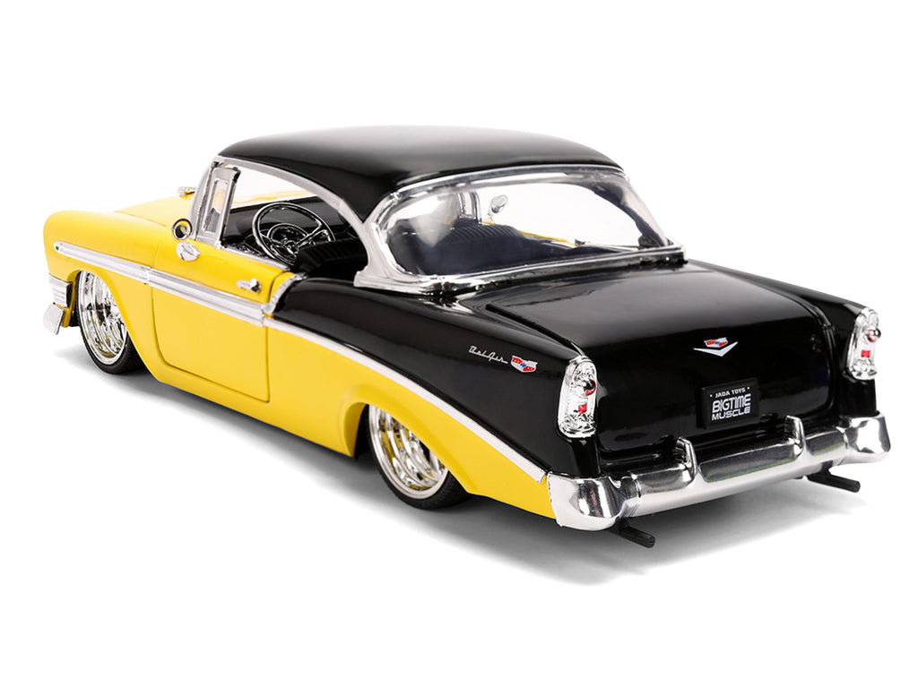 1956 Chevrolet Bel Air Yellow and Black "Bigtime Muscle" Series 1/24 Diecast Model Car by Jada - image 5
