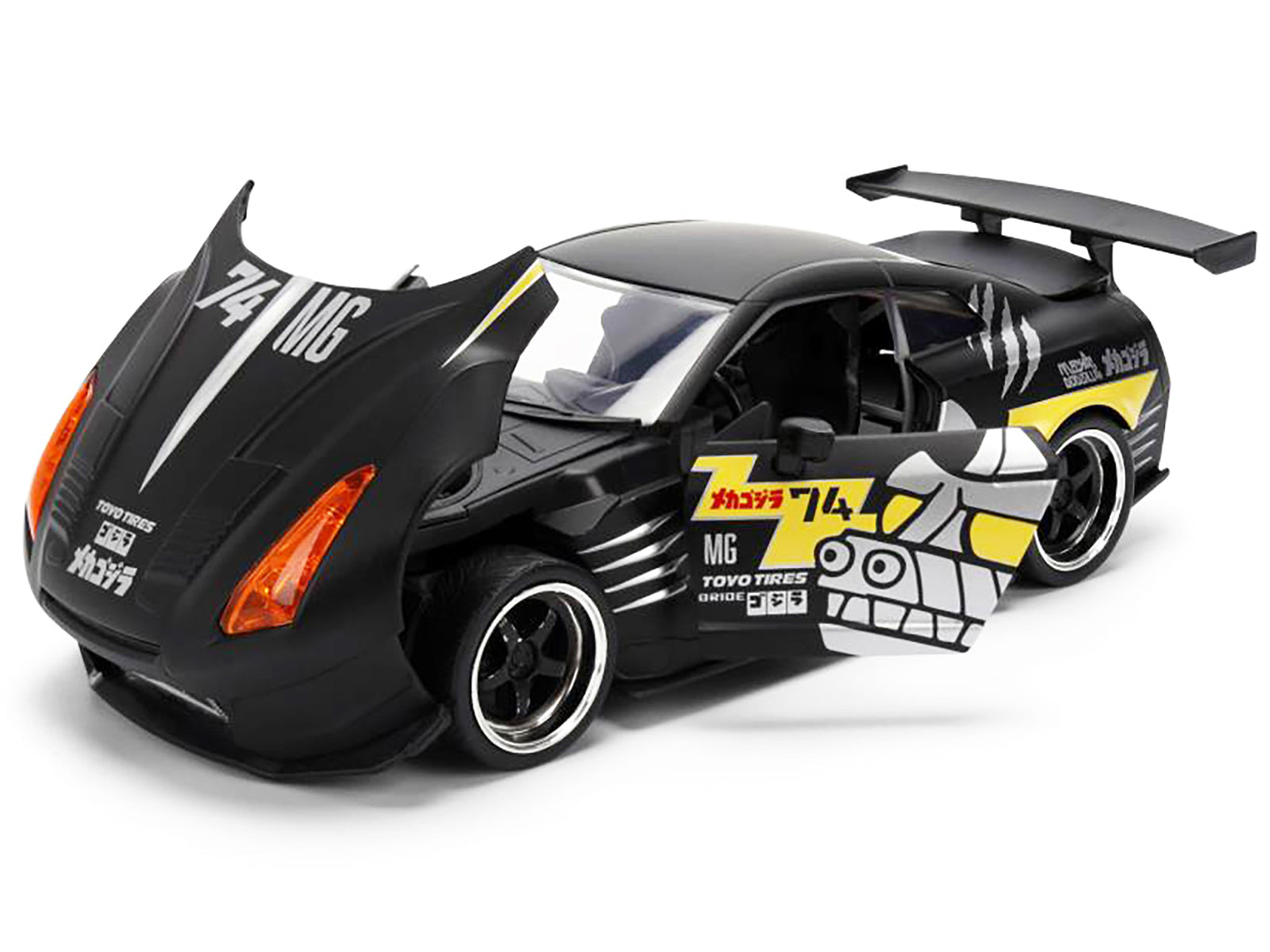 2009 Nissan GT-R (R35) Ben Sopra Matt Black with "Mechagodzilla" Graphics "Hollywood Rides" Series 1/24 Diecast Model Car by Jada - image 2
