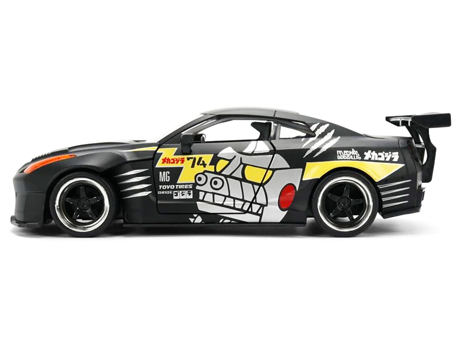 2009 Nissan GT-R (R35) Ben Sopra Matt Black with "Mechagodzilla" Graphics "Hollywood Rides" Series 1/24 Diecast Model Car by Jada - image 3
