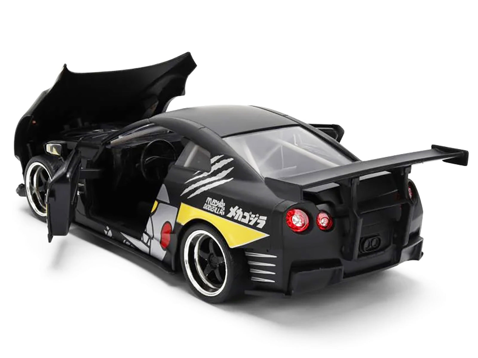 2009 Nissan GT-R (R35) Ben Sopra Matt Black with "Mechagodzilla" Graphics "Hollywood Rides" Series 1/24 Diecast Model Car by Jada - image 4