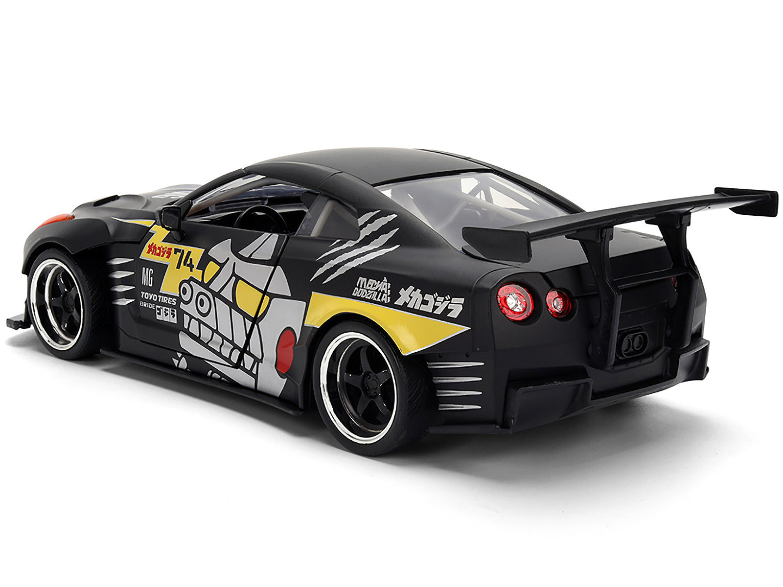 2009 Nissan GT-R (R35) Ben Sopra Matt Black with "Mechagodzilla" Graphics "Hollywood Rides" Series 1/24 Diecast Model Car by Jada - image 5