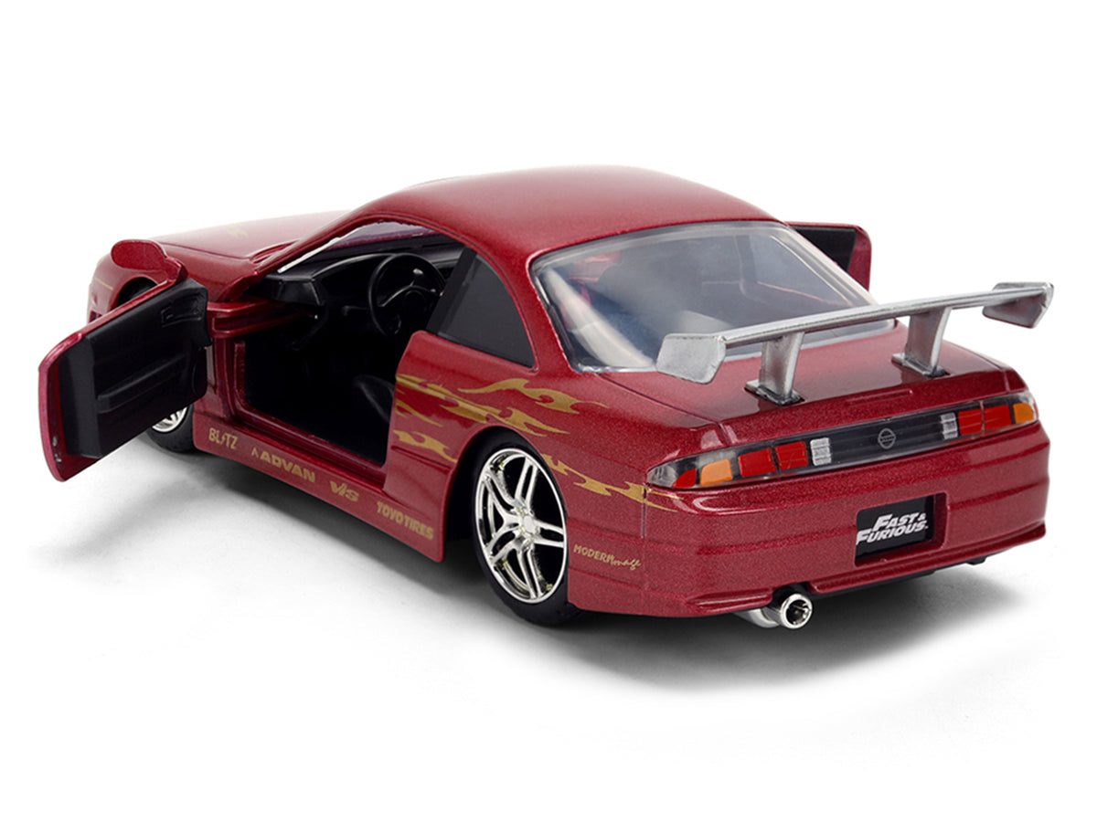 1997 Nissan 240SX (S14) Light Red Metallic with Graphics "The Fast and the Furious" (2001) Movie "25 Years of Fast & Furious"