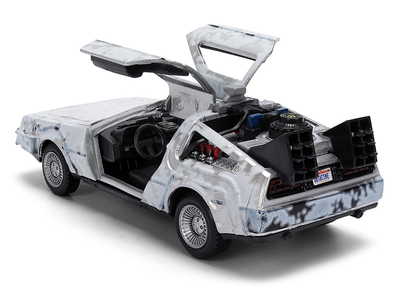 DMC DeLorean Time Machine Brushed Metal (Frost Version) "Back to the Future" (1985) Movie "40th Anniversary" Special Packaging "Hollywood Rides" Series 1/32 Diecast Model Car by Jada - image 3