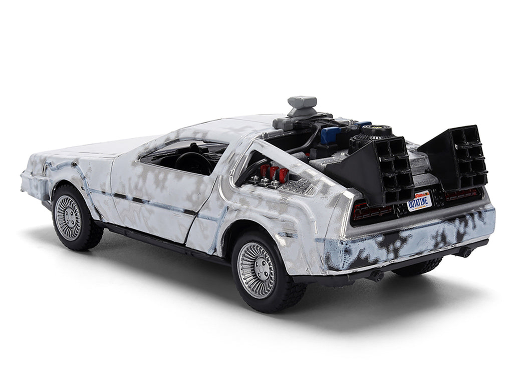 DMC DeLorean Time Machine Brushed Metal (Frost Version) "Back to the Future" (1985) Movie "40th Anniversary" Special Packaging "Hollywood Rides" Series 1/32 Diecast Model Car by Jada - image 4