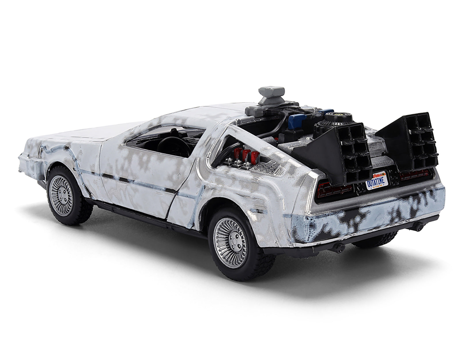 DMC DeLorean Time Machine Brushed Metal (Frost Version) "Back to the Future" (1985) Movie "40th Anniversary" Special Packaging "Hollywood Rides" Series 1/32 Diecast Model Car by Jada - image 4