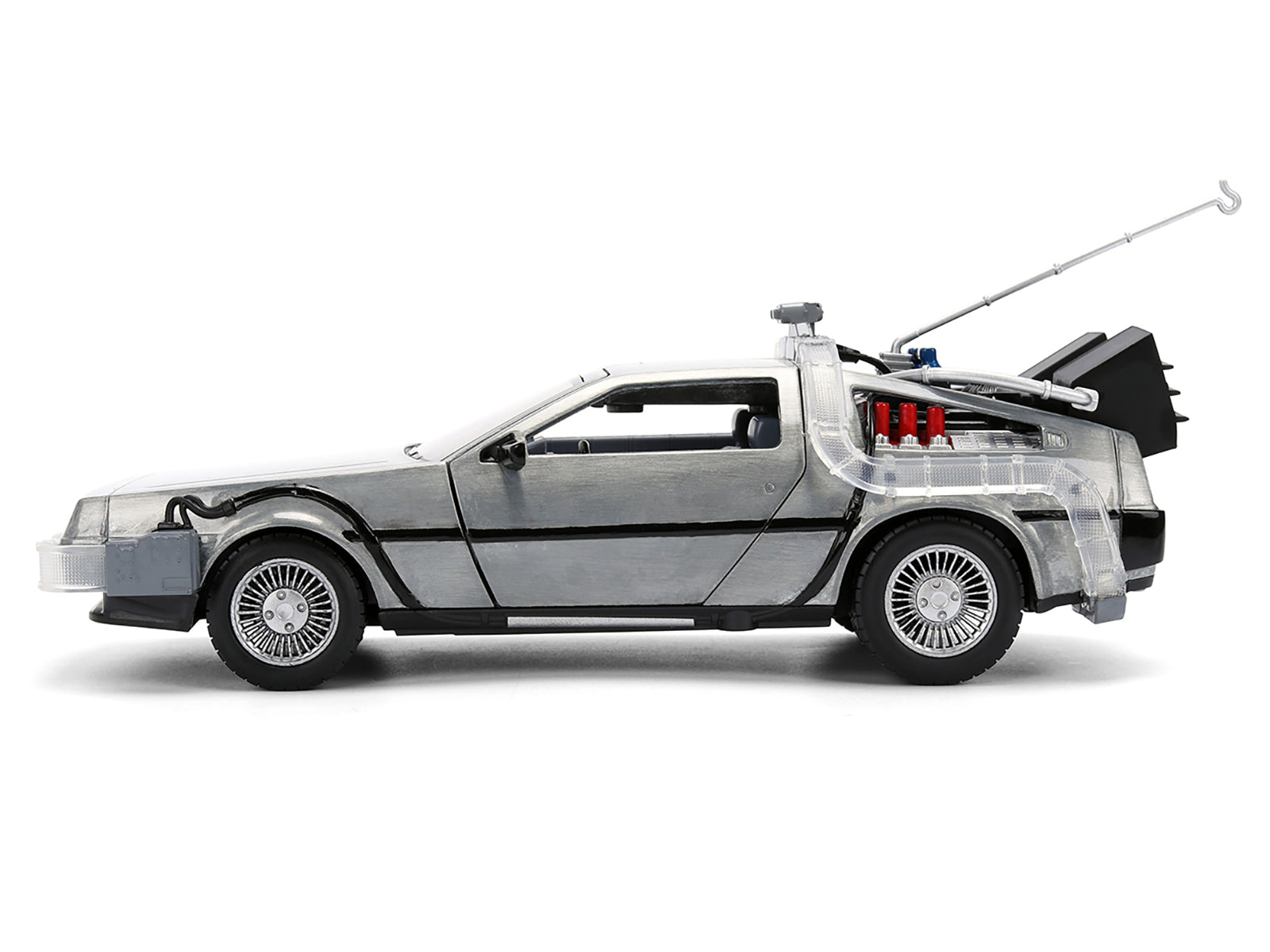 DeLorean Brushed Metal Time Machine with Lights "Back to the Future" (1985) Movie "40th Anniversary" Special Packaging "Hollywood Rides" Series 1/24 Diecast Model Car by Jada - image 3