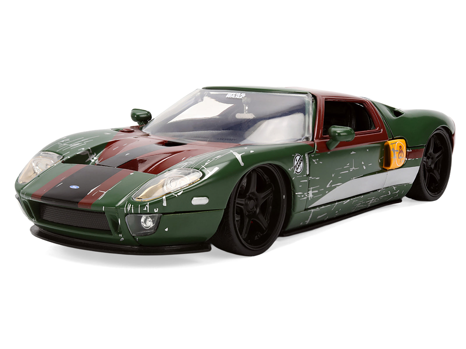 2005 Ford GT Green (Weathered) with Graphics and Boba Fett Figure "Star Wars" Franchise "Hollywood Rides" Series 1/24 Diecast Model Car by Jada - image 2