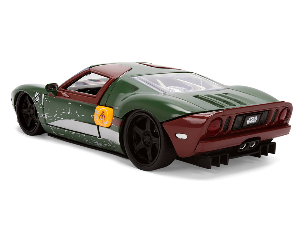 2005 Ford GT Green (Weathered) with Graphics and Boba Fett Figure "Star Wars" Franchise "Hollywood Rides" Series 1/24 Diecast Model Car by Jada - image 5