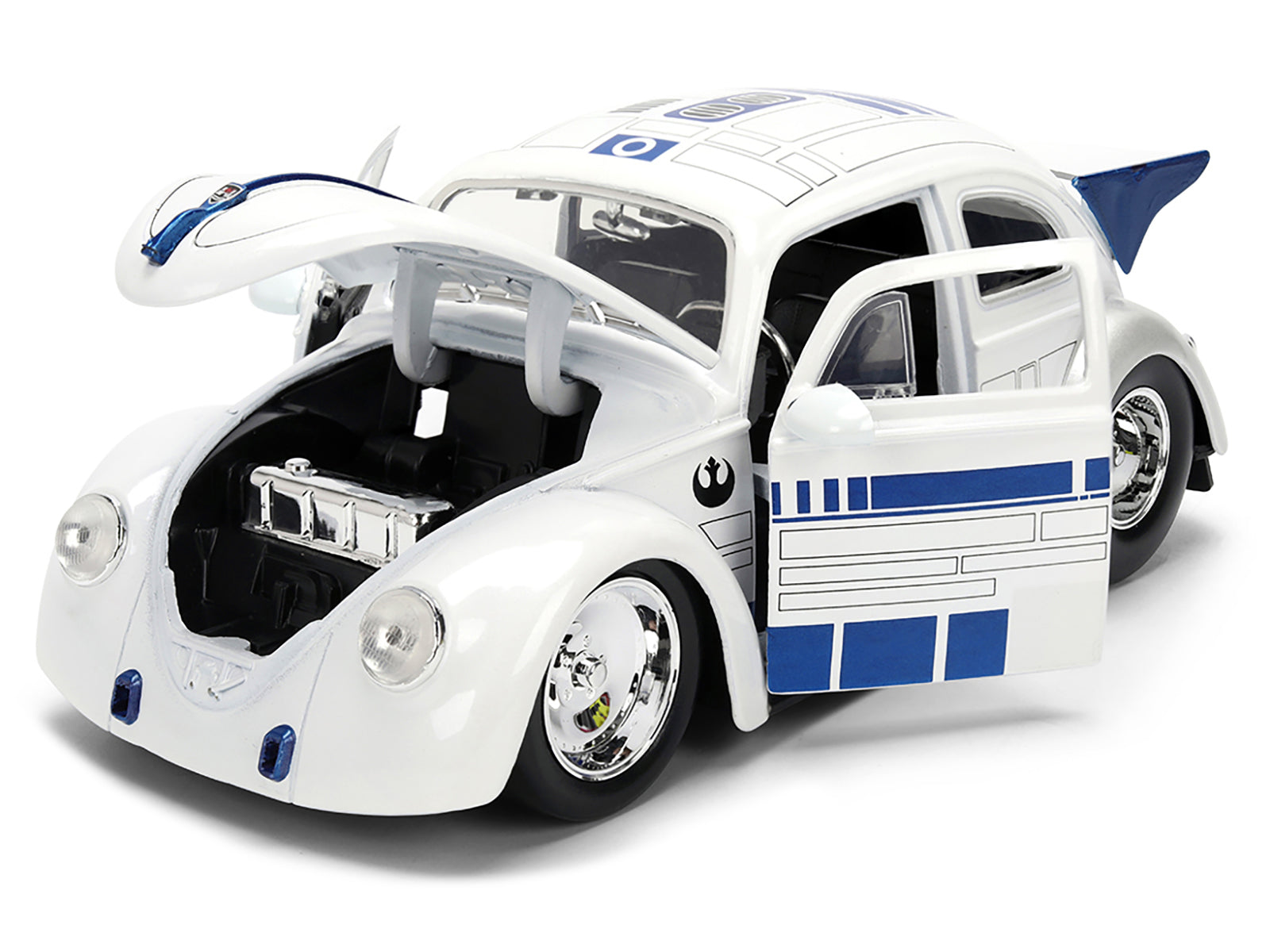 1959 Volkswagen Drag Beetle White with Graphics and R2-D2 Figure "Star Wars" Franchise "Hollywood Rides" Series 1/24 Diecast Model Car by Jada - image 2